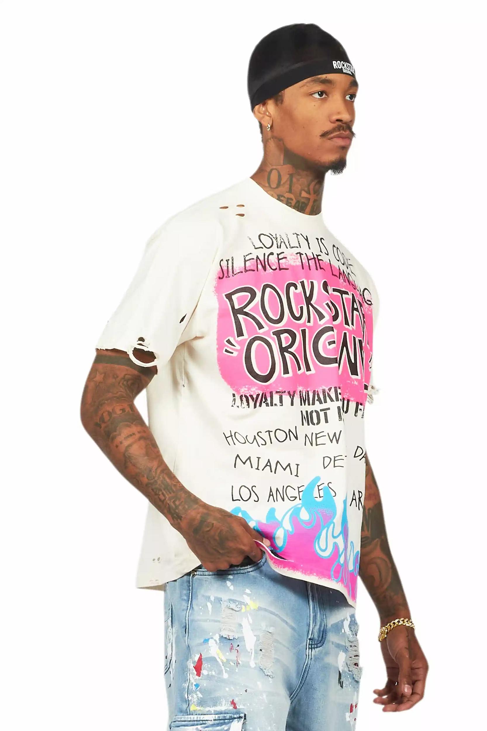 Beno Beige Oversized Graphic T-Shirt Male Product Image