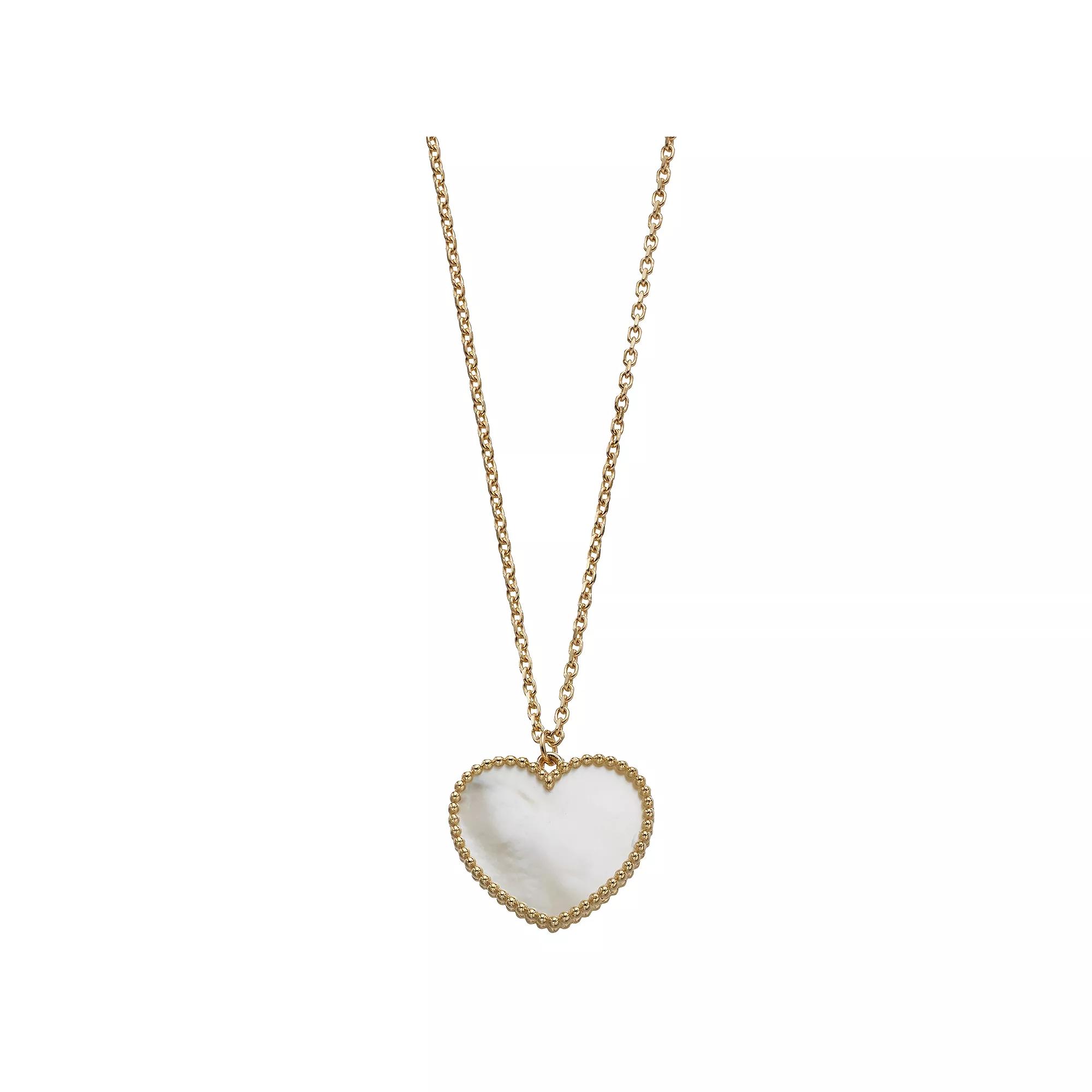 14k Gold Mother-of-Pearl Heart Pendant Necklace, Women's, Size: 18" Product Image