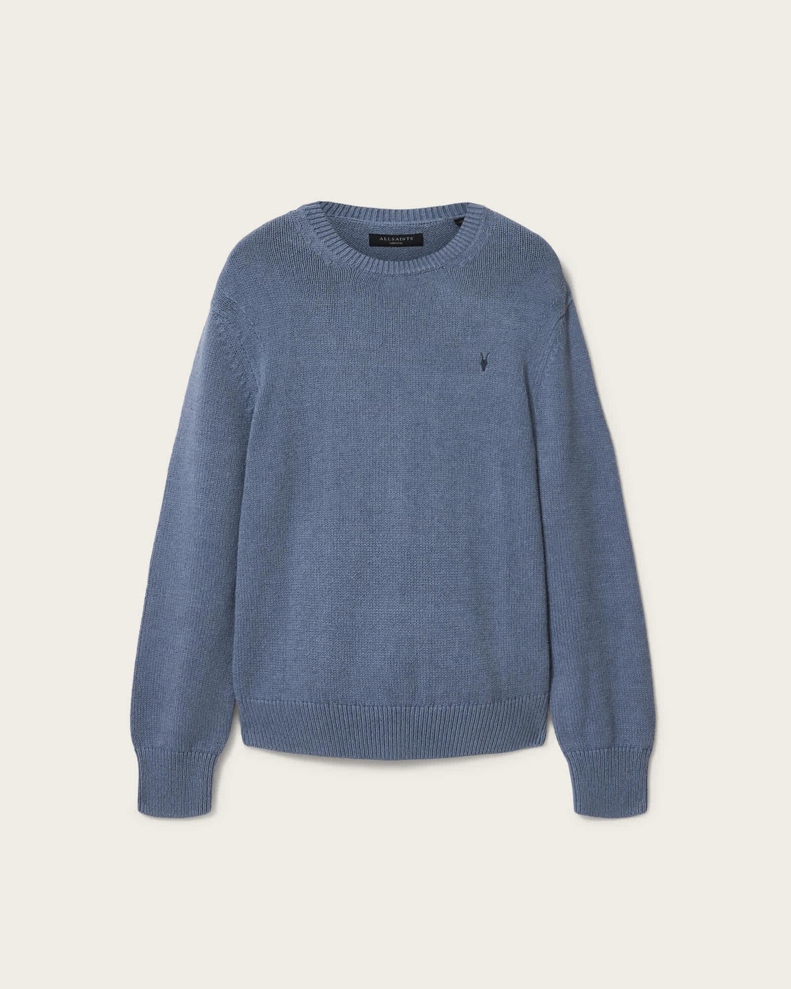 Iconic Oversized Cotton Crew Neck Sweater SLATE BLUE | ALLSAINTS US Product Image