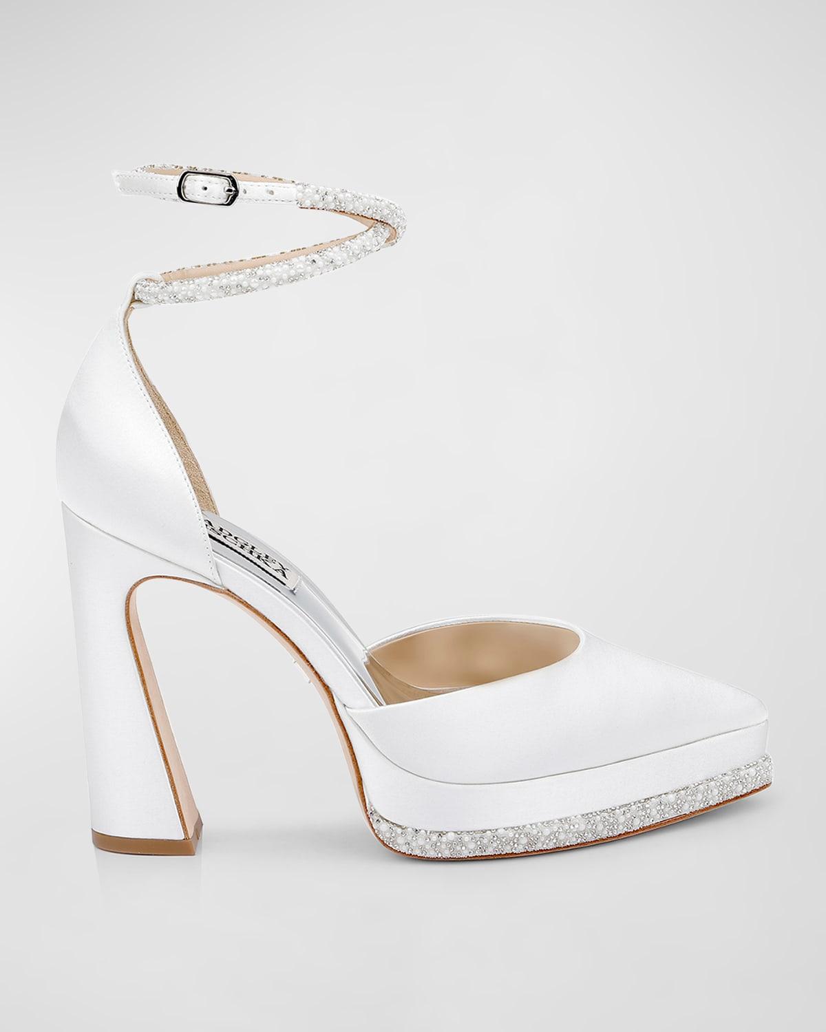 Womens Eliana 125MM Crystal-Embellished Satin Pumps Product Image