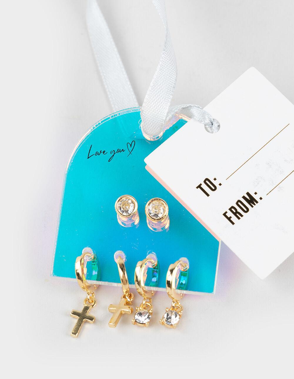 FULL TILT 3 Pack 14K Gold Dipped Hoop Earrings Set - GOLD Product Image