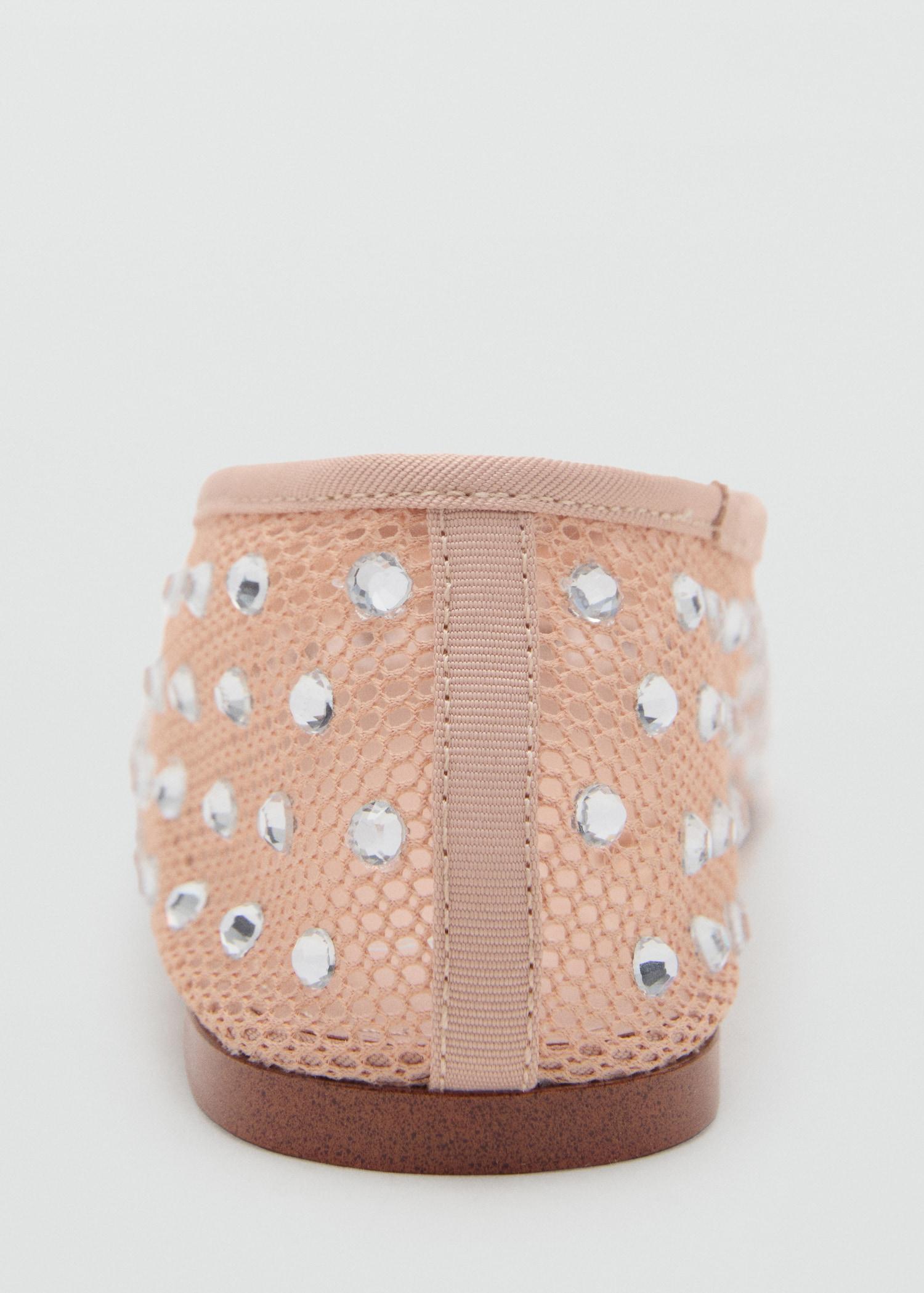 Mesh rhinestone ballet flats - Women | MANGO USA Product Image