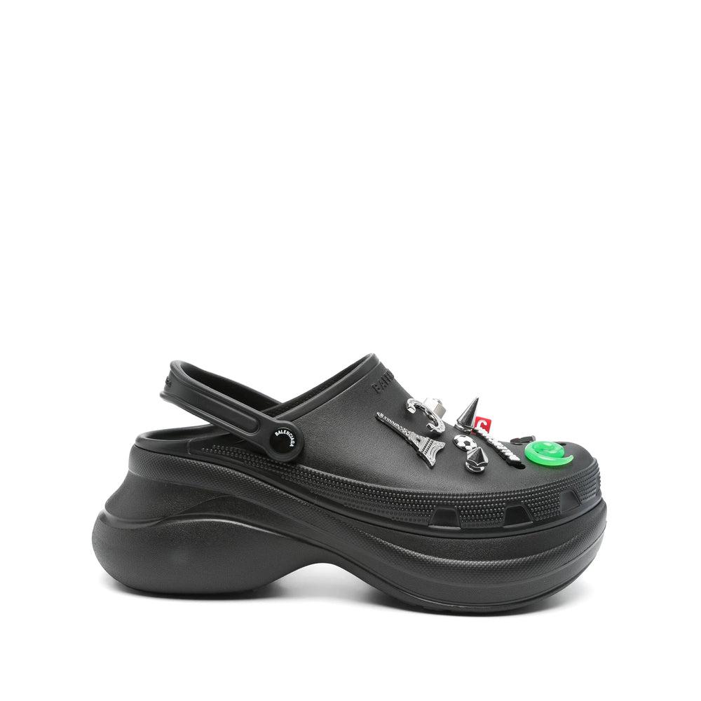 BALENCIAGA Platform Sandals Embellished Ventilation Holes In Black Product Image