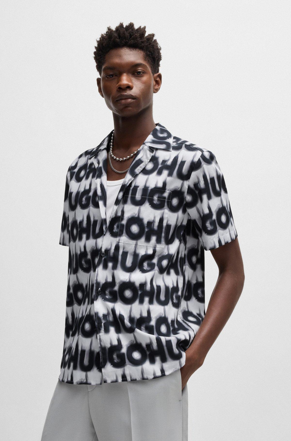 Relaxed-fit shirt in cotton with smoke-logo print Product Image