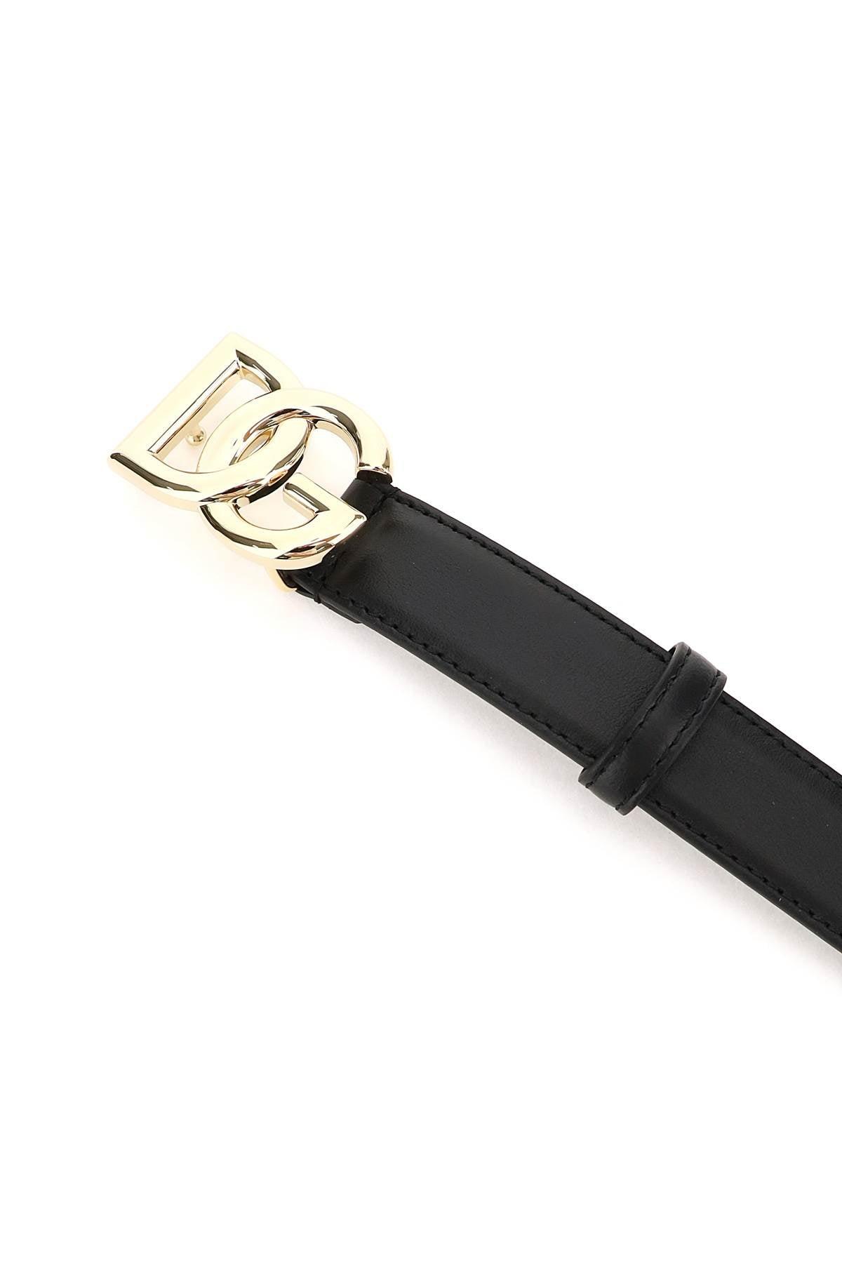DOLCE & GABBANA Dg Logo Calf Leather Belt In Black Product Image