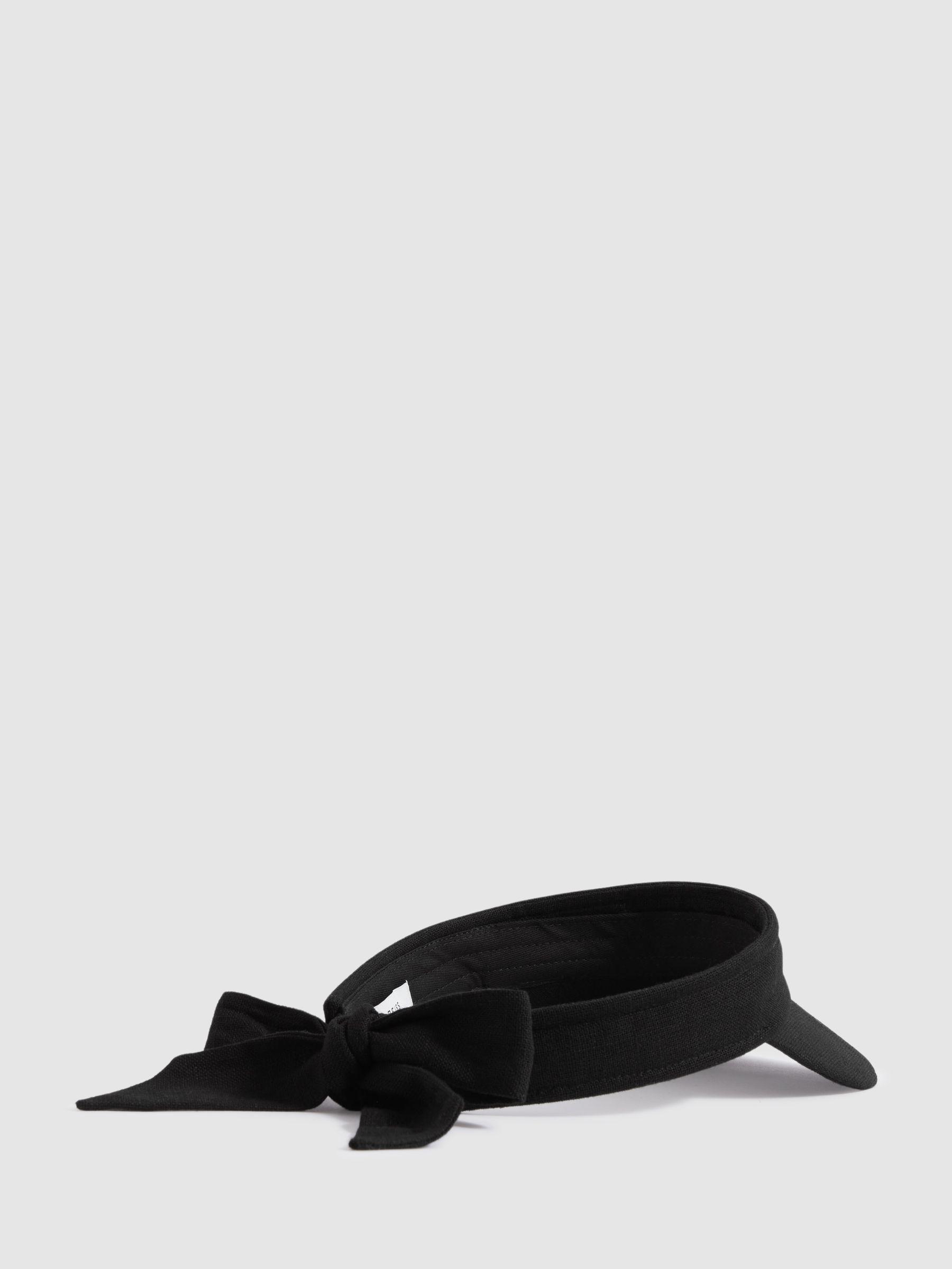 Tie Back Visor with Linen in Black Product Image