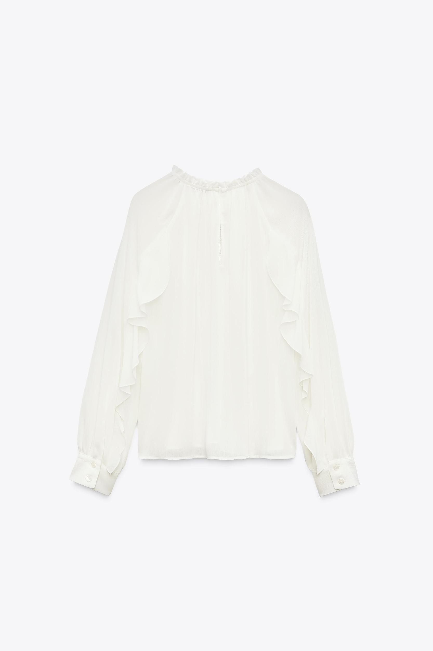 RUFFLED LACE INSERT BLOUSE Product Image