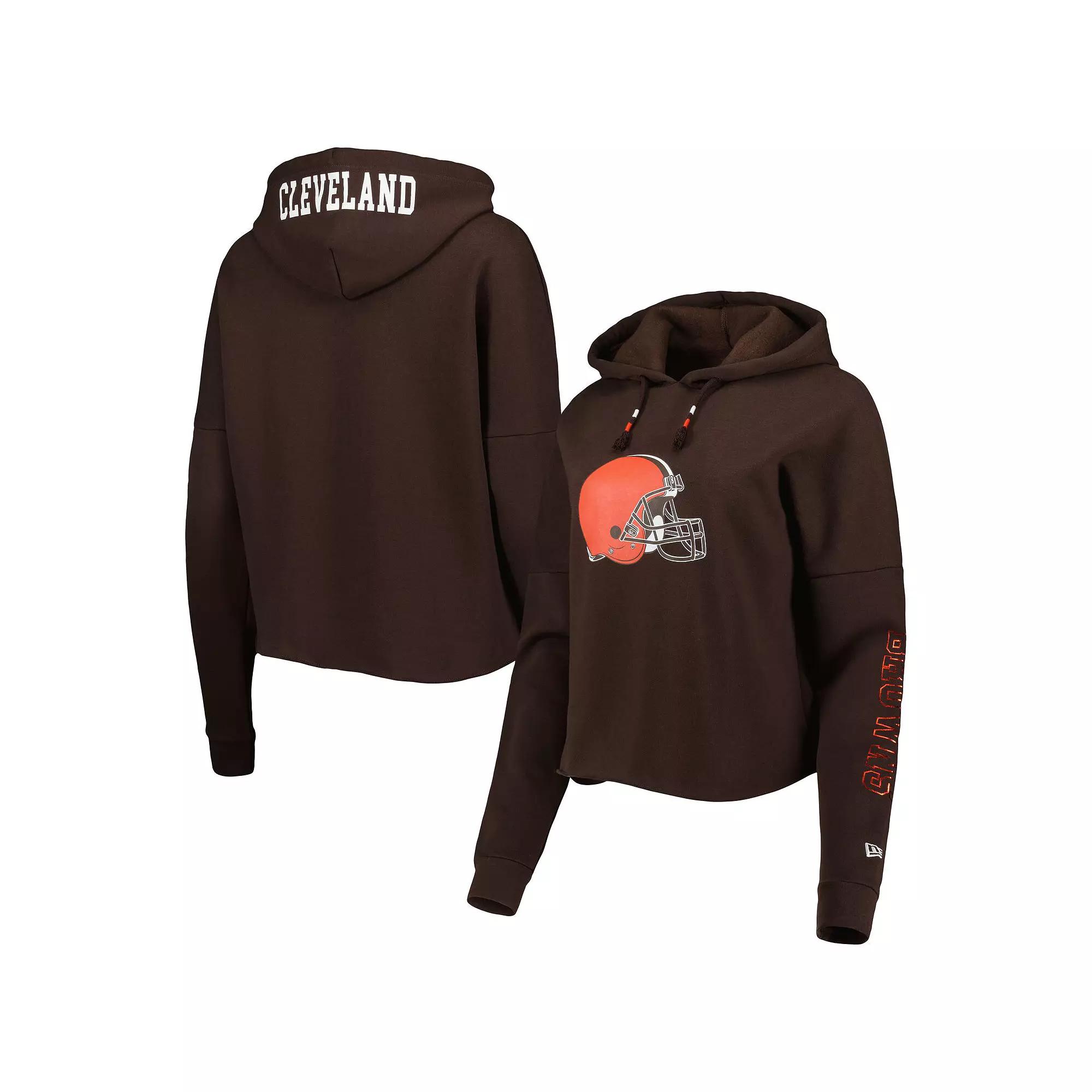 Women's New Era Brown Cleveland Browns Foil Sleeve Pullover Hoodie,  Product Image