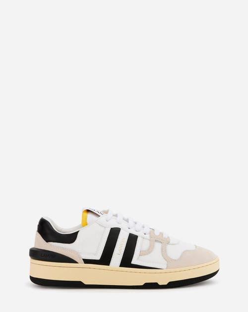 LANVIN Black And White Leather Clay Low Mesh Sneakers Product Image