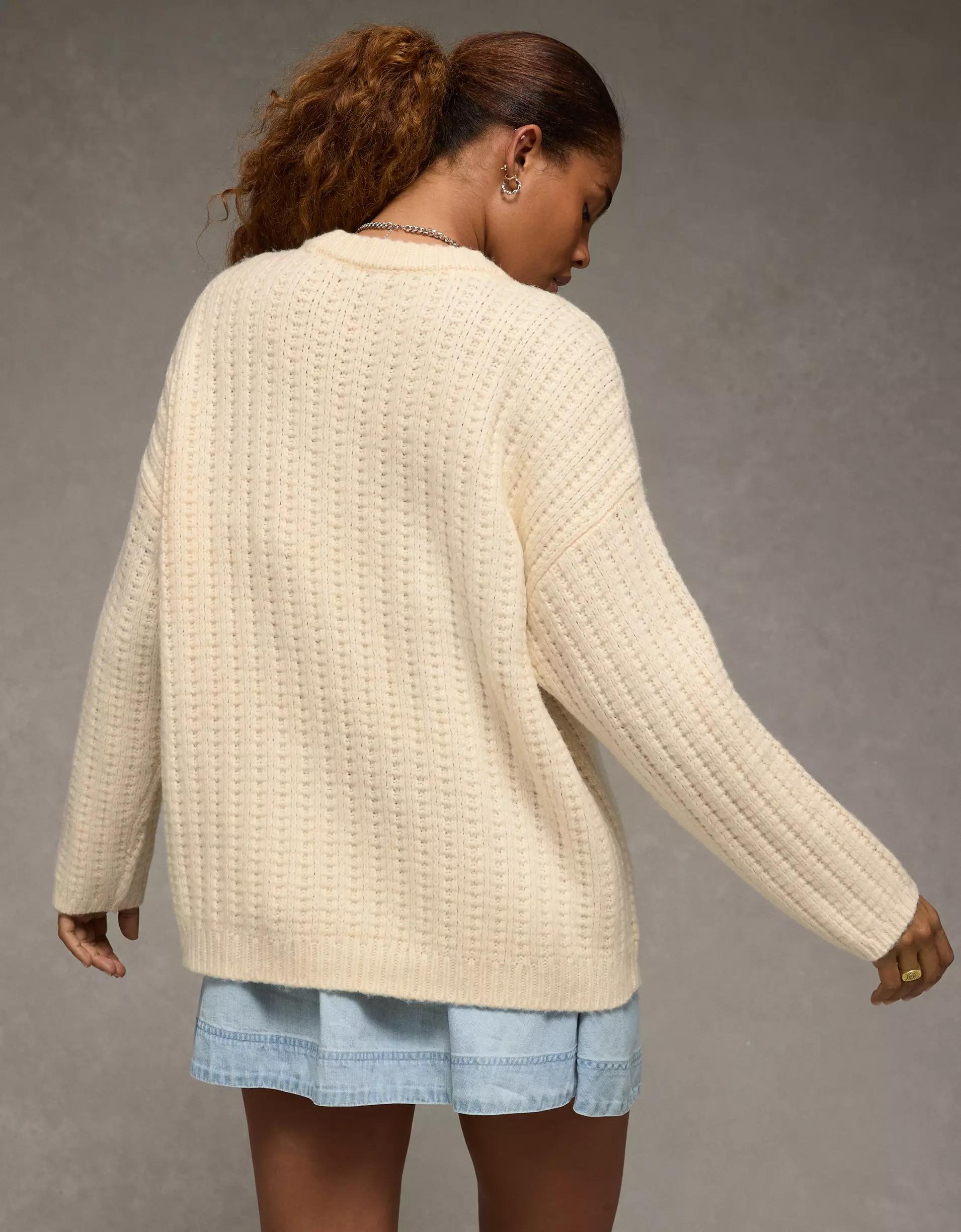 AE Oversized Waffle Sweater Product Image