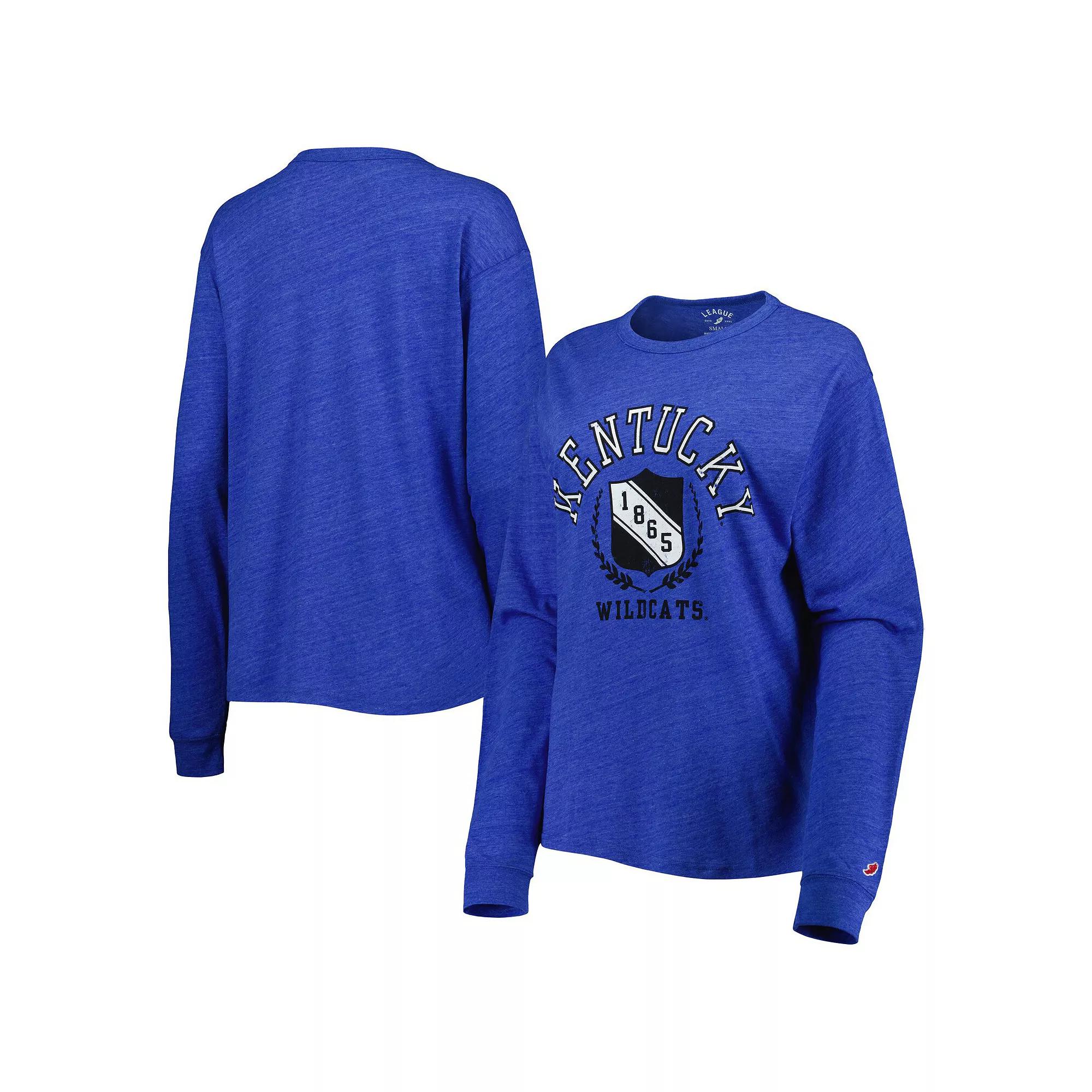 Women's League Collegiate Wear Heathered Royal Kentucky Wildcats Team Seal Victory Falls Oversized Tri-Blend Long Sleeve T-Shirt, Size: Small, Blue Product Image