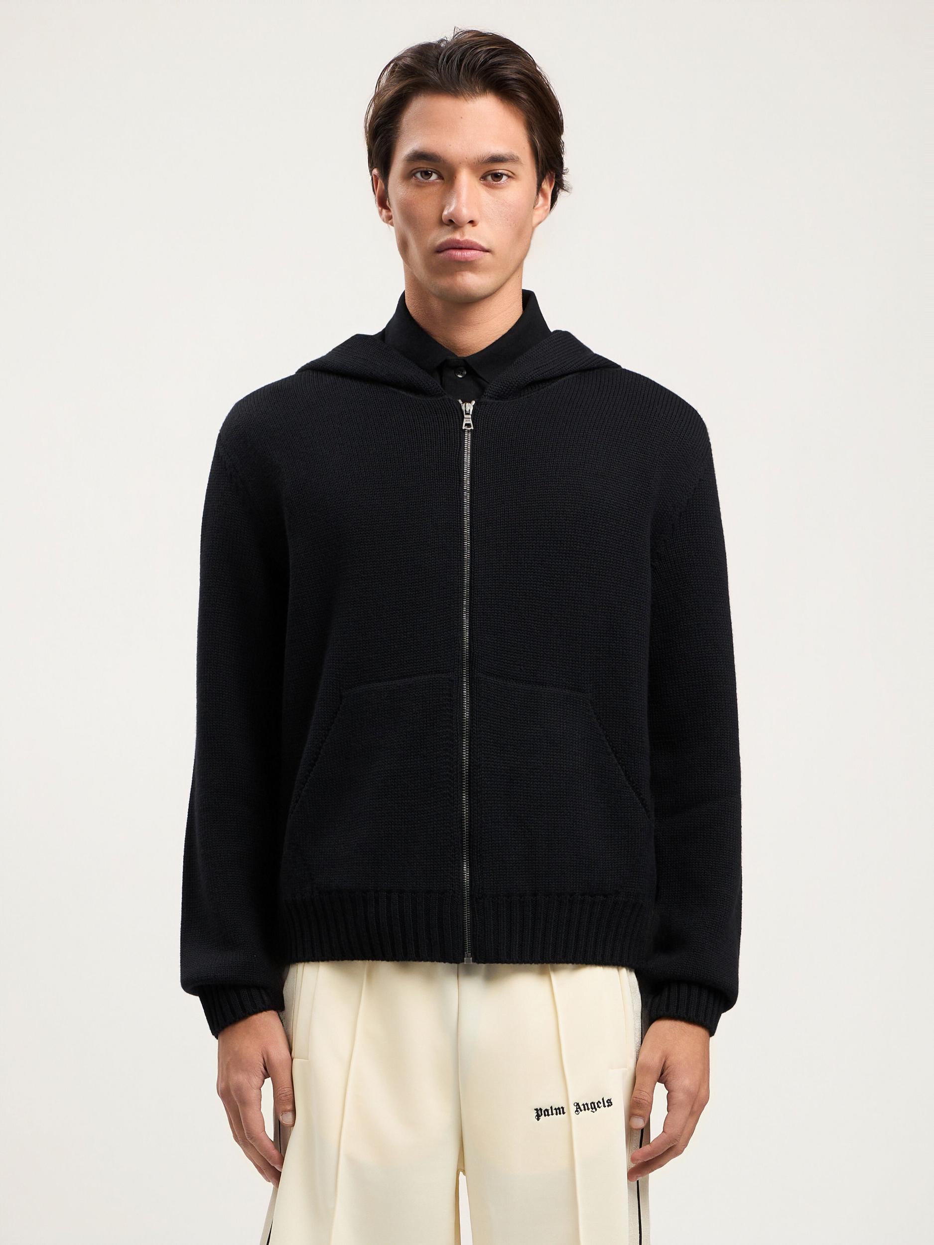 Curved Logo Knit Hoodie Product Image