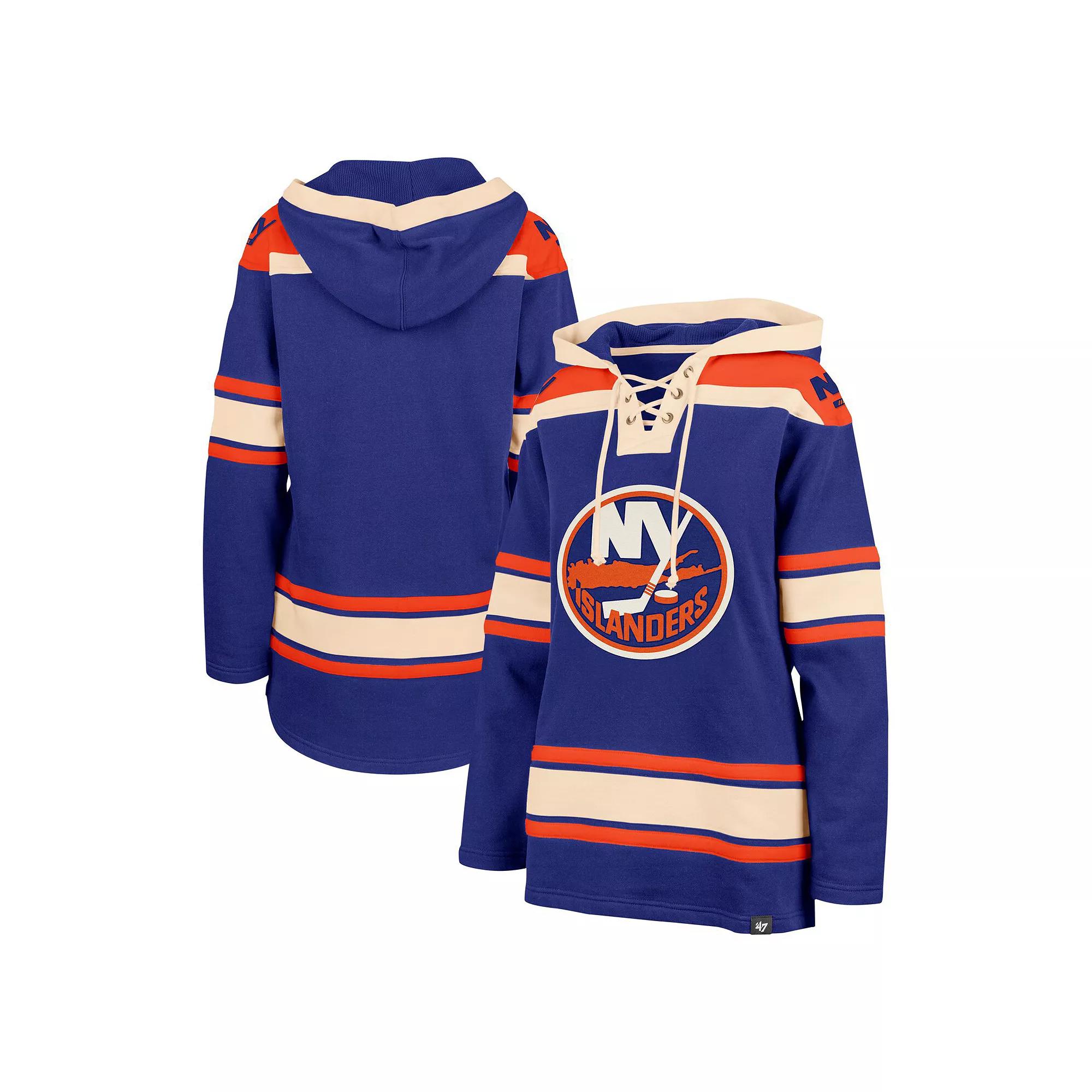 Women's '47 Royal New York Islanders Superior Lacer Pullover Hoodie,  Product Image