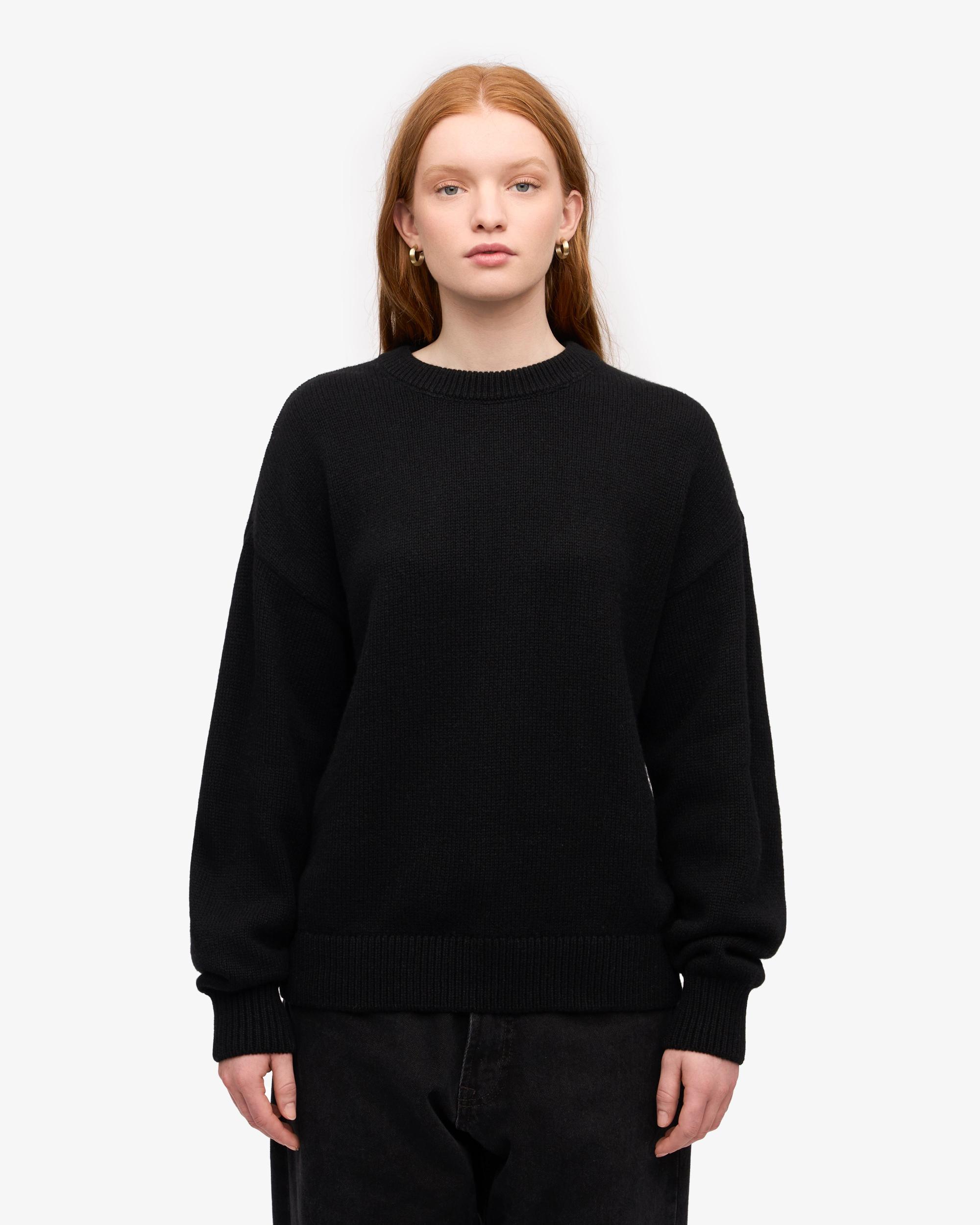 Oversized Merino Wool Crew - Navy Blue Product Image