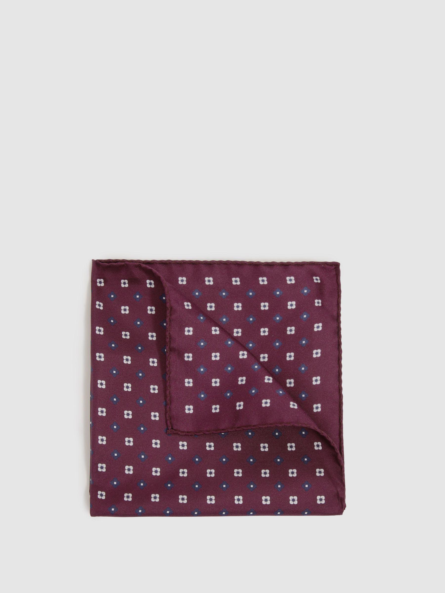 Silk Paisley Print Pocket Square in Bordeaux Product Image