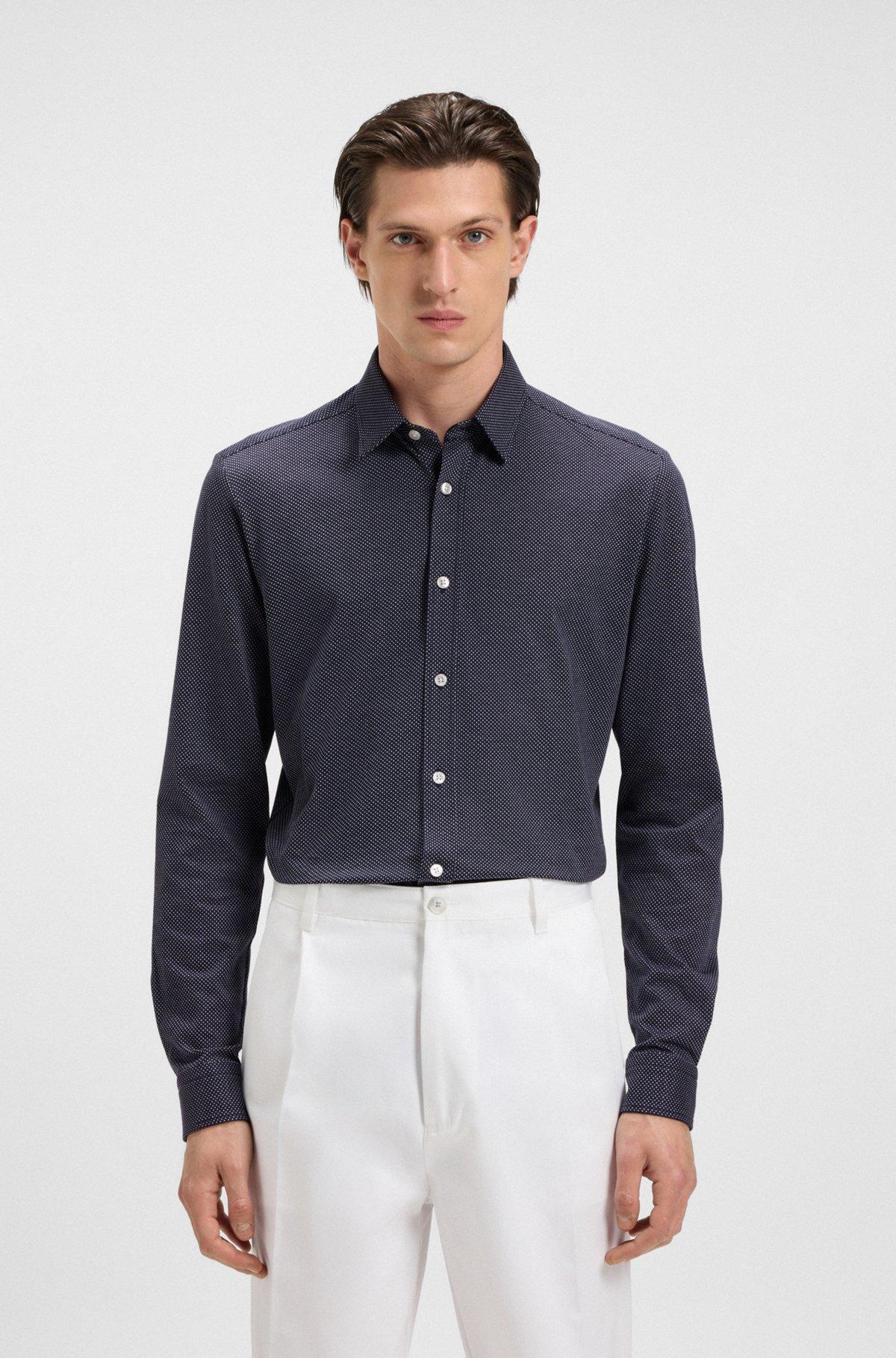 Slim-fit shirt in structured cotton jersey Product Image