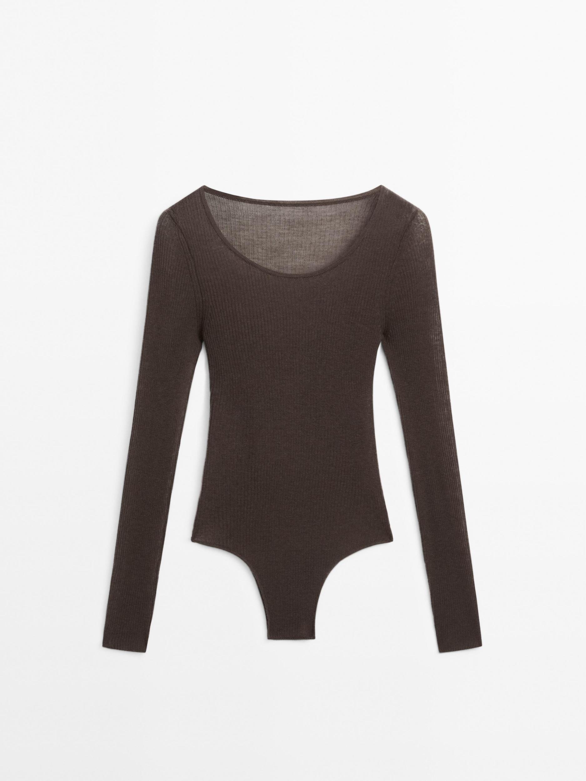 Semi-sheer 100% wool bodysuit - STUDIO Product Image