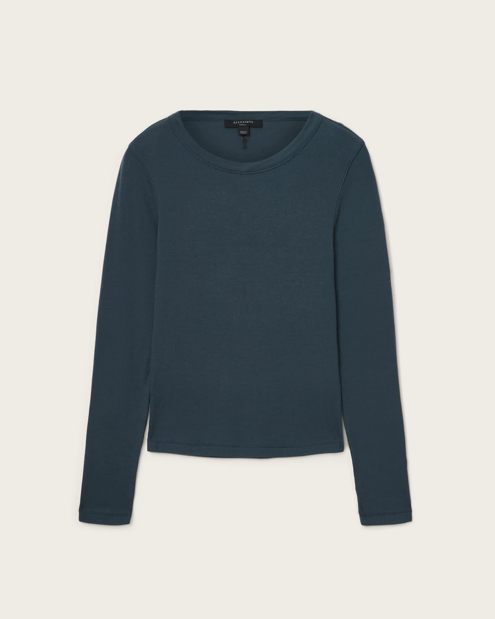 Rina Long Sleeve Crew Neck T-Shirt DARK SLATE BLUE | ALLSAINTS US Product Image