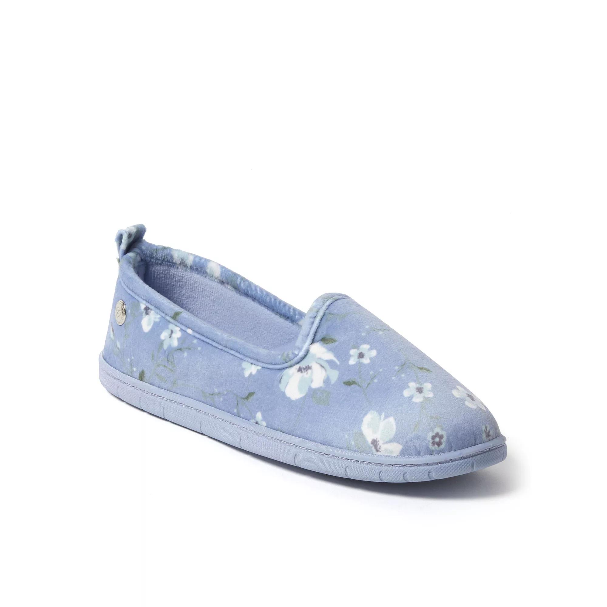Dearfoams Rachel Velour Women's Closed Back Slippers, Size: Large, Blue Floral Product Image