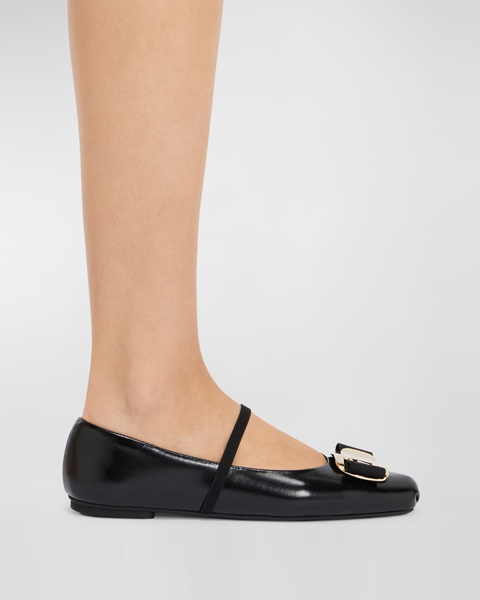 Zina Leather Bow Mary Jane Ballerina Flats Product Image