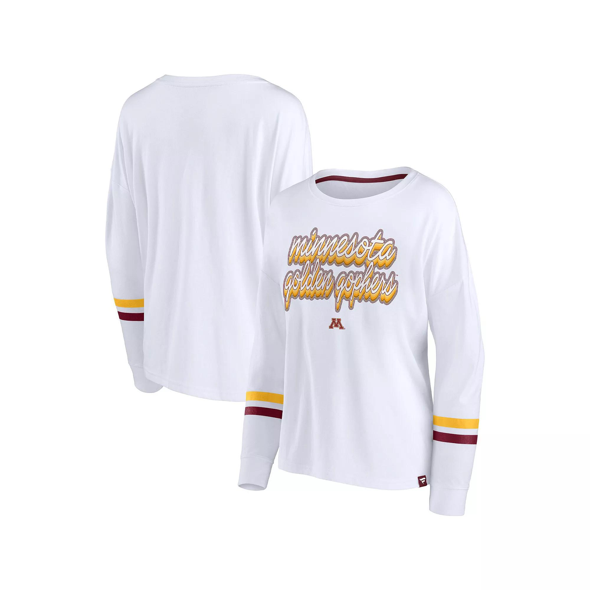 Women's Fanatics Branded White Minnesota Golden Gophers Retro Power Striped Long Sleeve T-Shirt, Size: Large Product Image