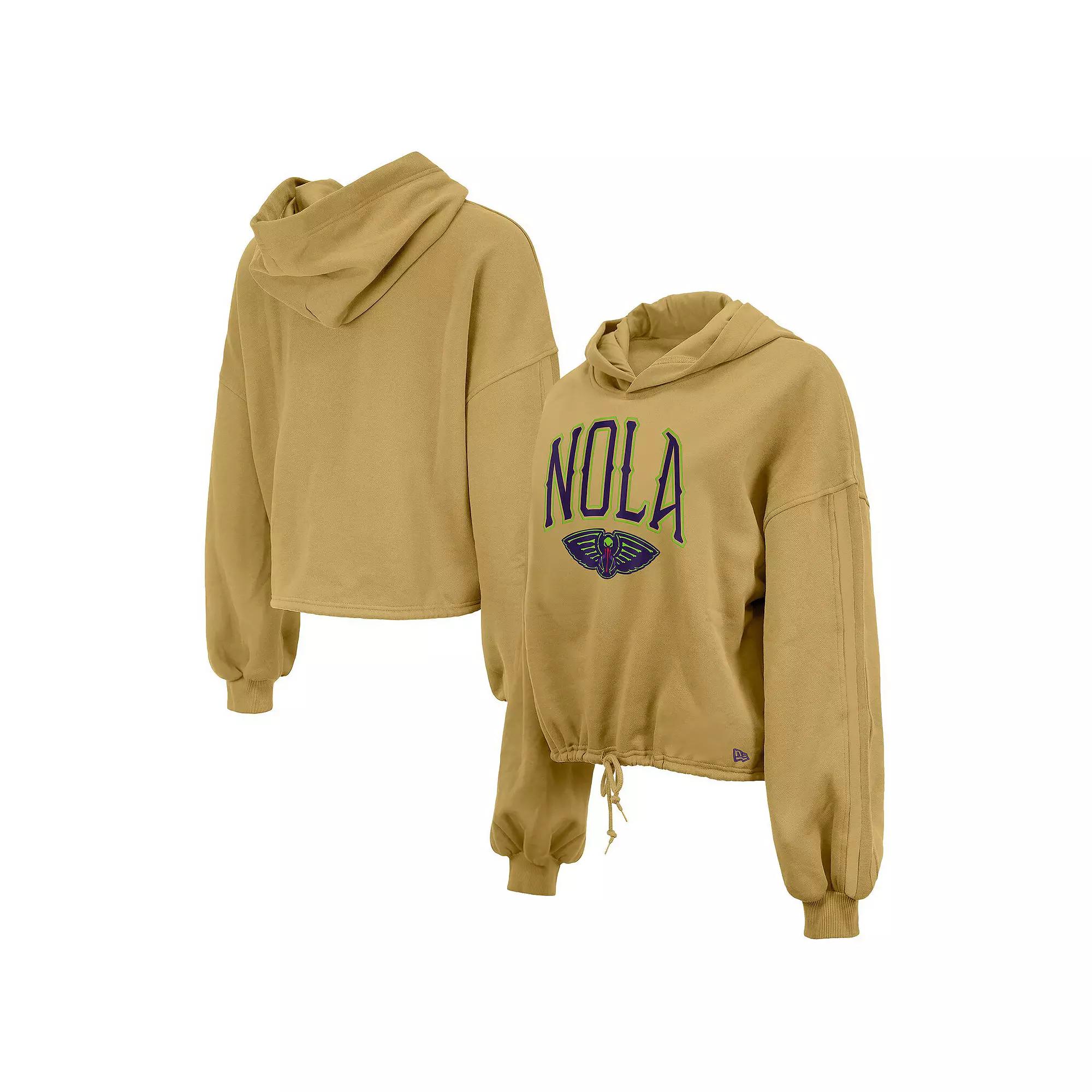 Women's New Era Tan New Orleans Pelicans 2024/25 City Edition Cropped Pullover Hoodie, Size: XS, Team Product Image