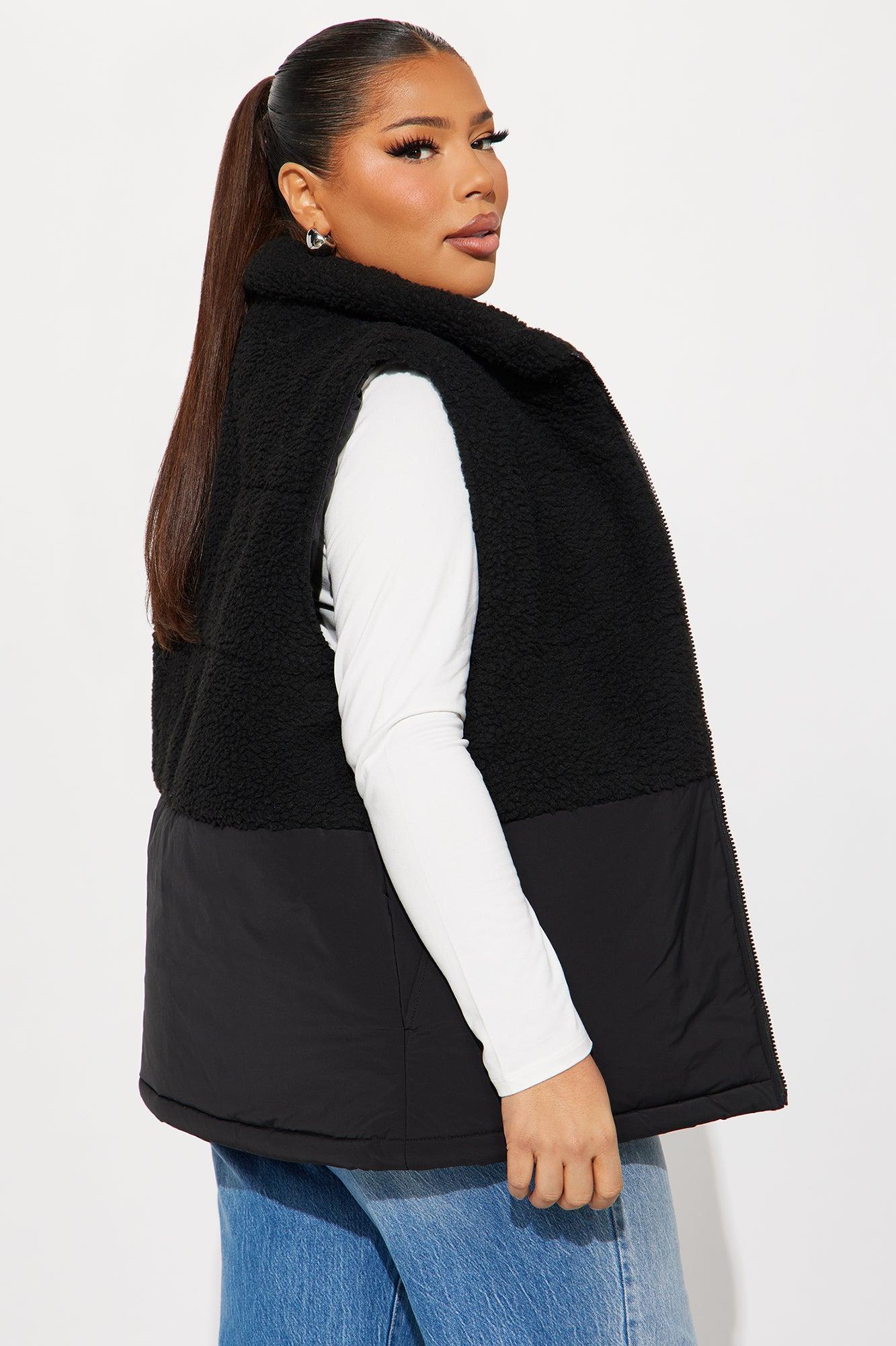 Find Me In The Clouds Sherpa Vest - Black Female Product Image