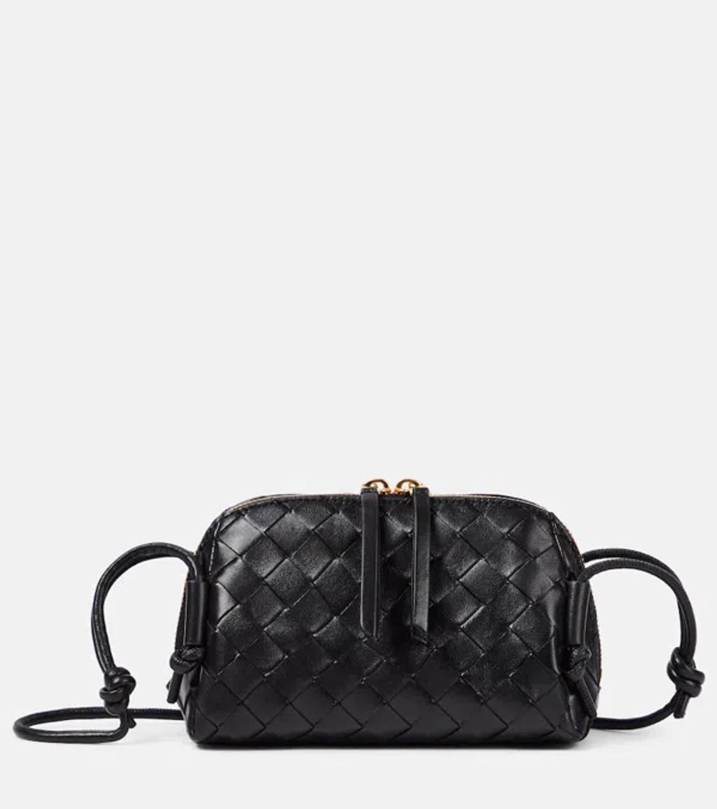 BOTTEGA VENETA Concert Mini Intrecciato Leather Pouch In Black Product Image
