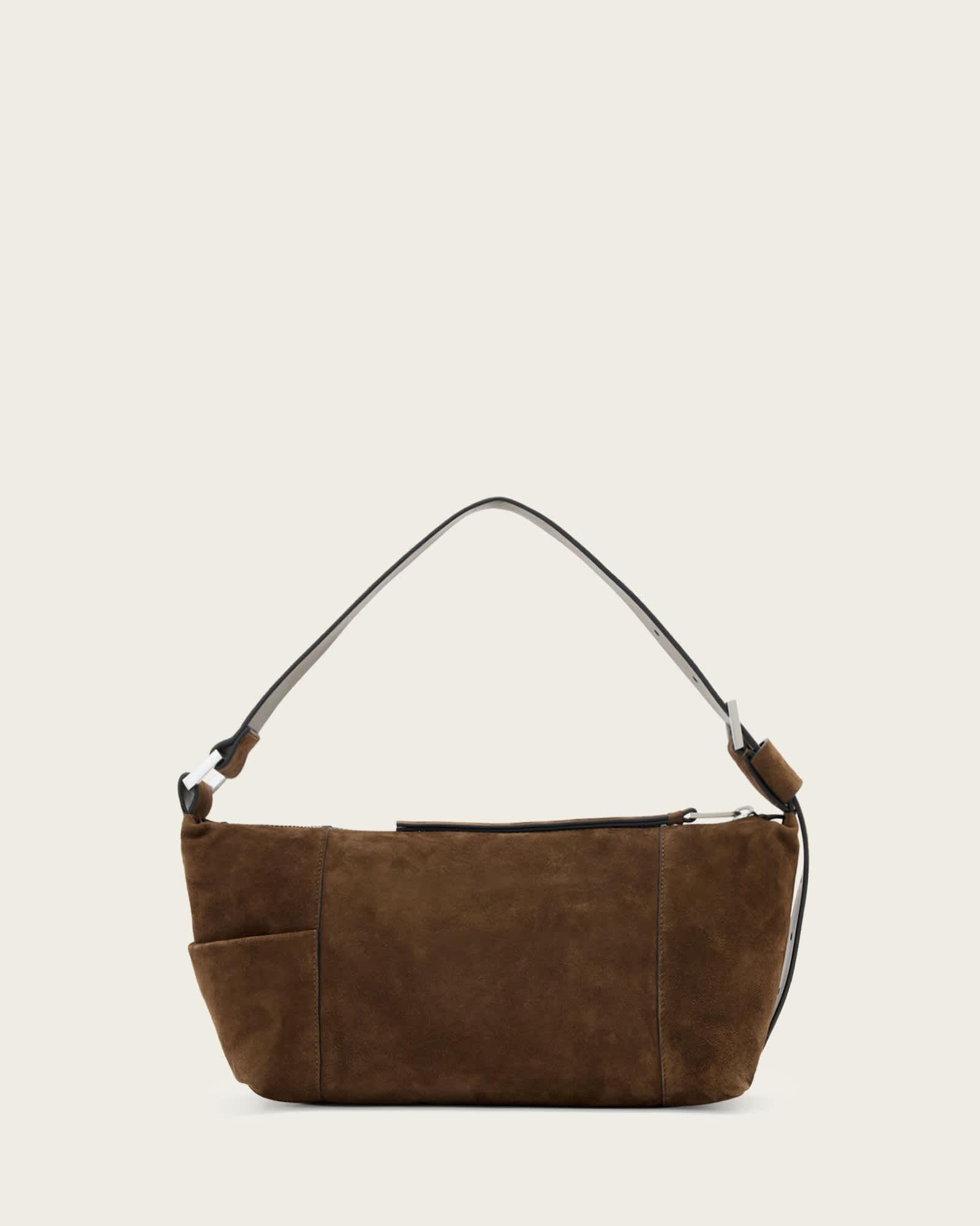 Vega Suede Shoulder Bag FANGO BROWN | ALLSAINTS US Product Image
