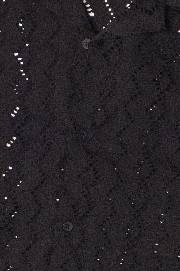 Laser Cut Diamond Pattern Button Up Shirt Product Image