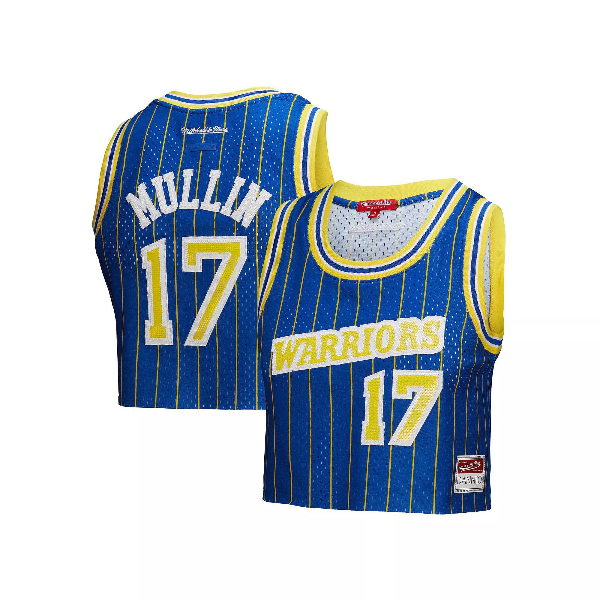 Women's Mitchell & Ness x DANNIJO Chris Mullin Royal Golden State Warriors Fashion Cropped Basketball Jersey, Size: Small, Blue Product Image