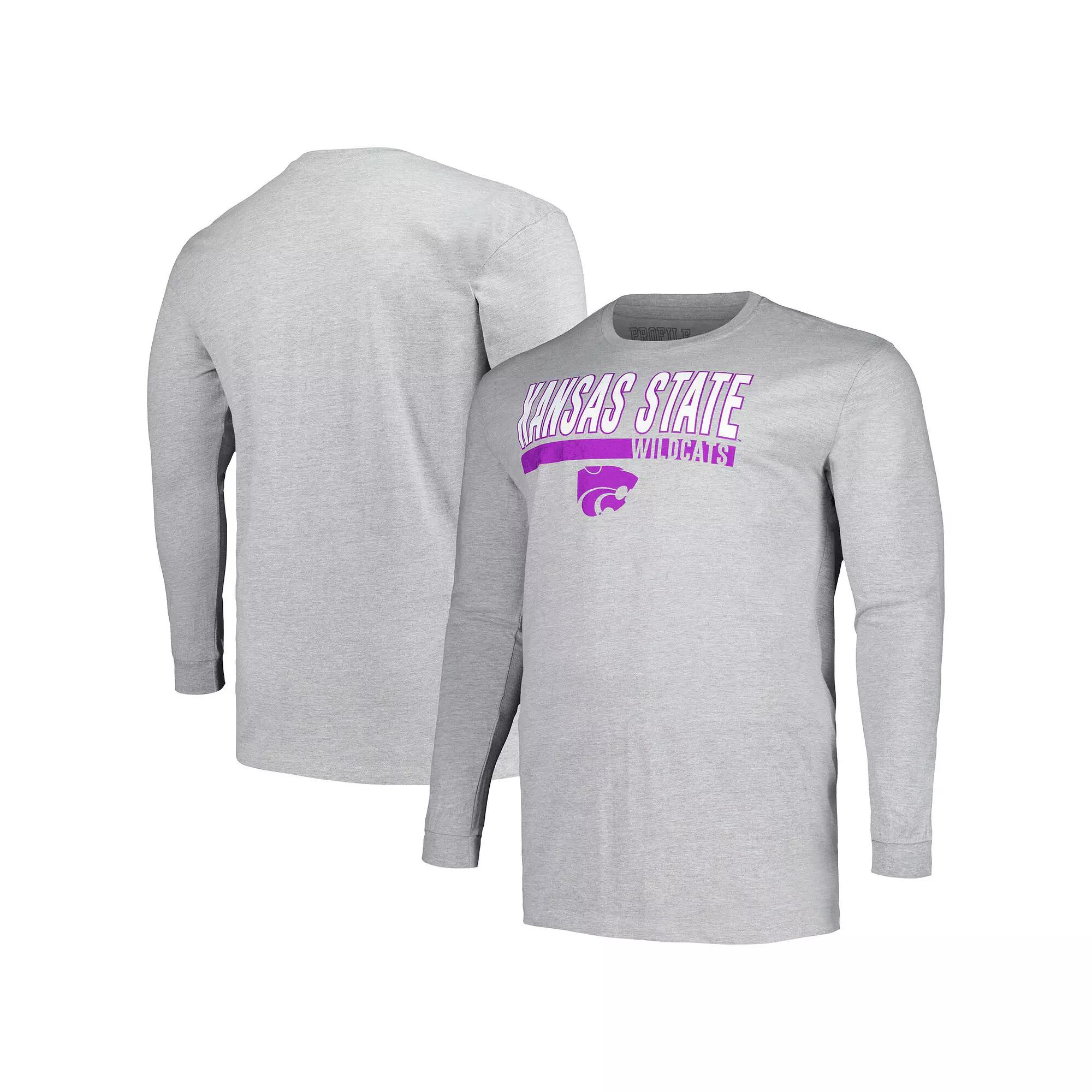 Men's Profile Gray Kansas State Wildcats Big & Tall Two-Hit Long Sleeve T-Shirt,  Product Image