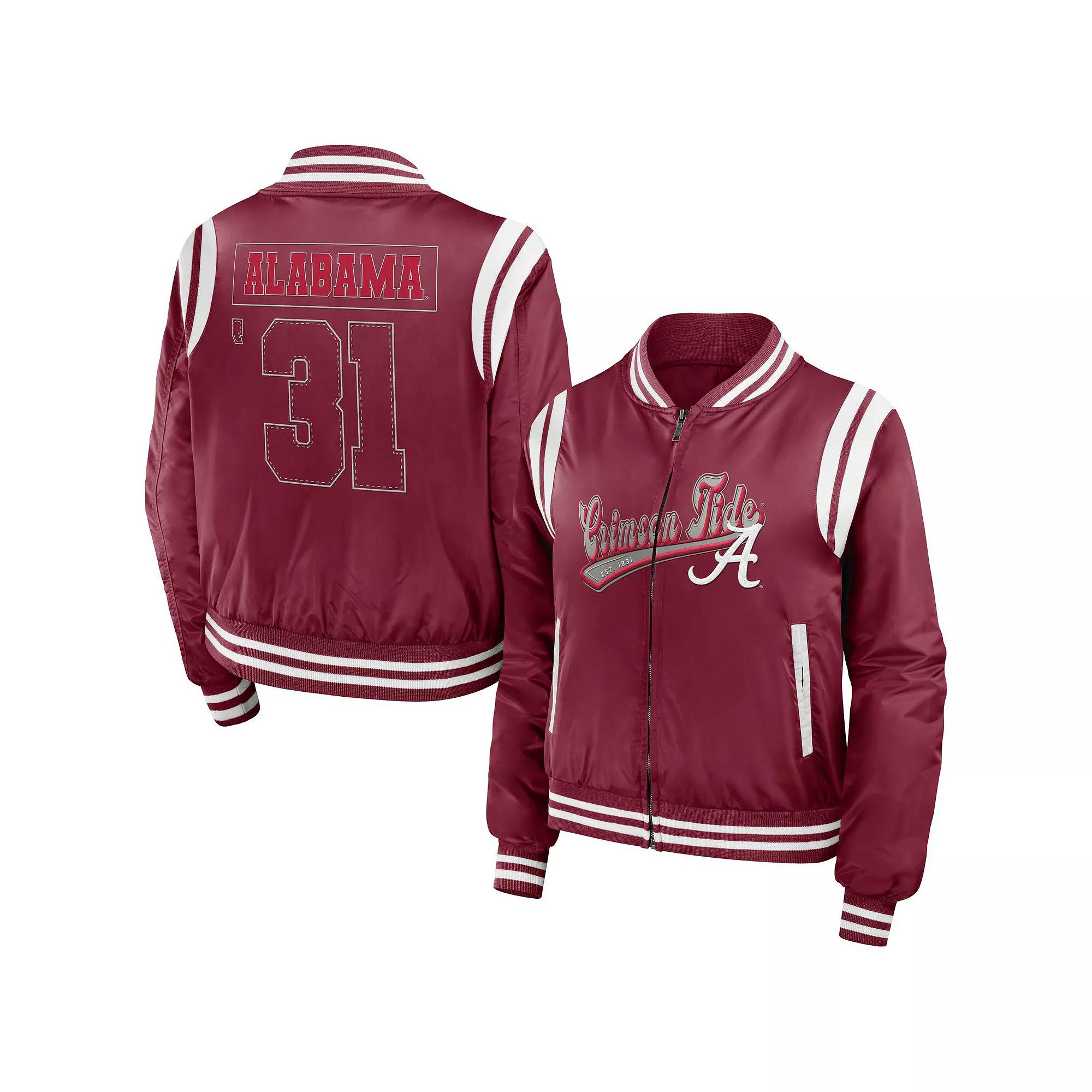 Women's WEAR by Erin Andrews Crimson Alabama Crimson Tide Football Bomber Full-Zip Jacket,  Product Image