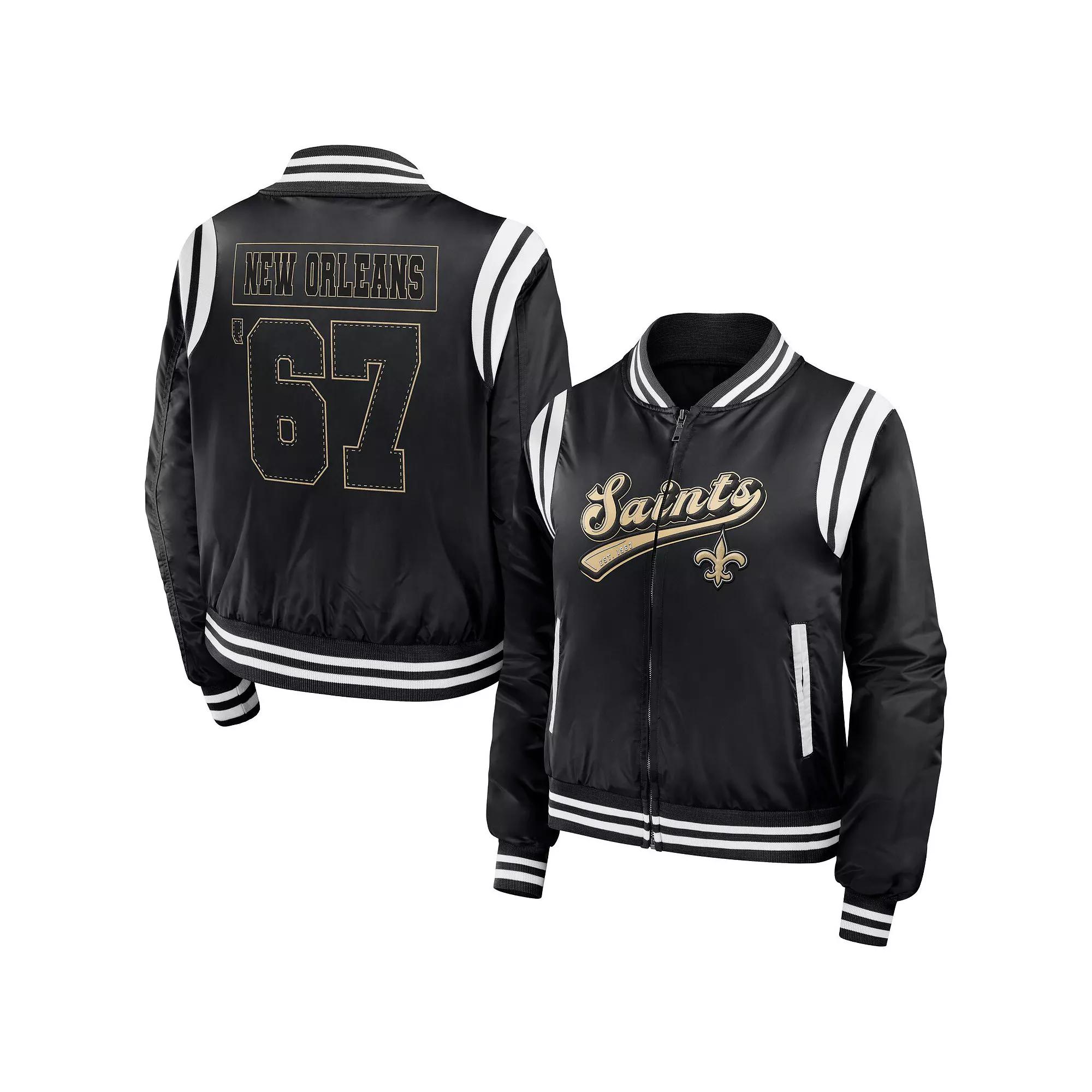 Women's WEAR by Erin Andrews Black New Orleans Saints Bomber Full-Zip Jacket,  Product Image