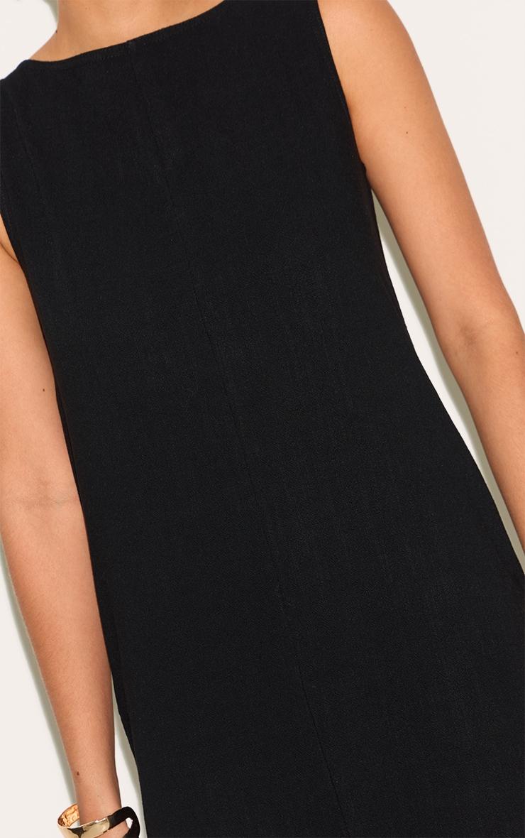 Black Textured Boat Neck Boxy Shift Dress Product Image