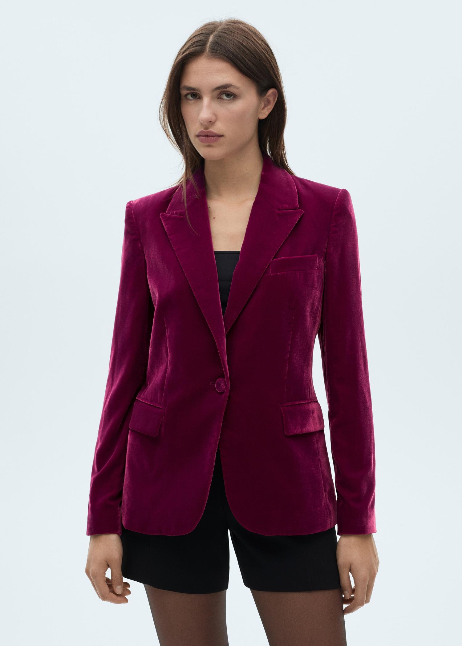 Structured velvet jacket - Women | MANGO USA Product Image