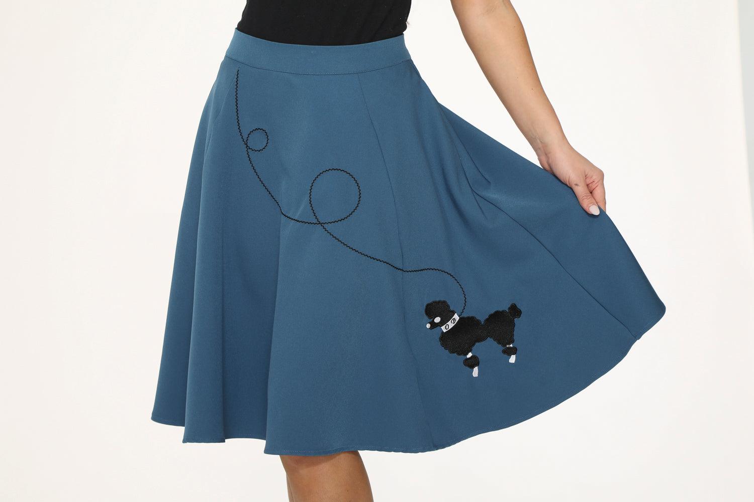 Blue Embroidered Poodle Swing Skirt Product Image