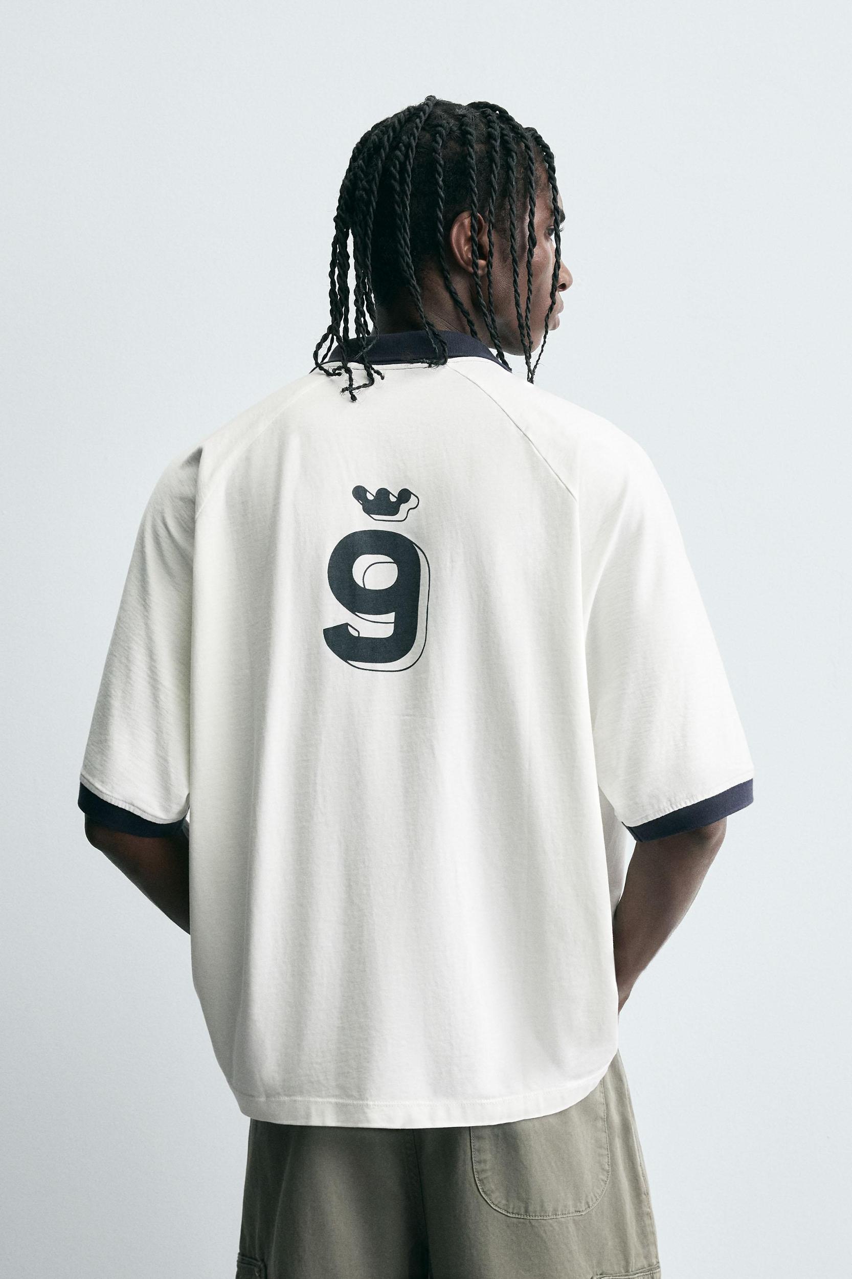 RETRO FOOTBALL PRINT POLO SHIRT Product Image