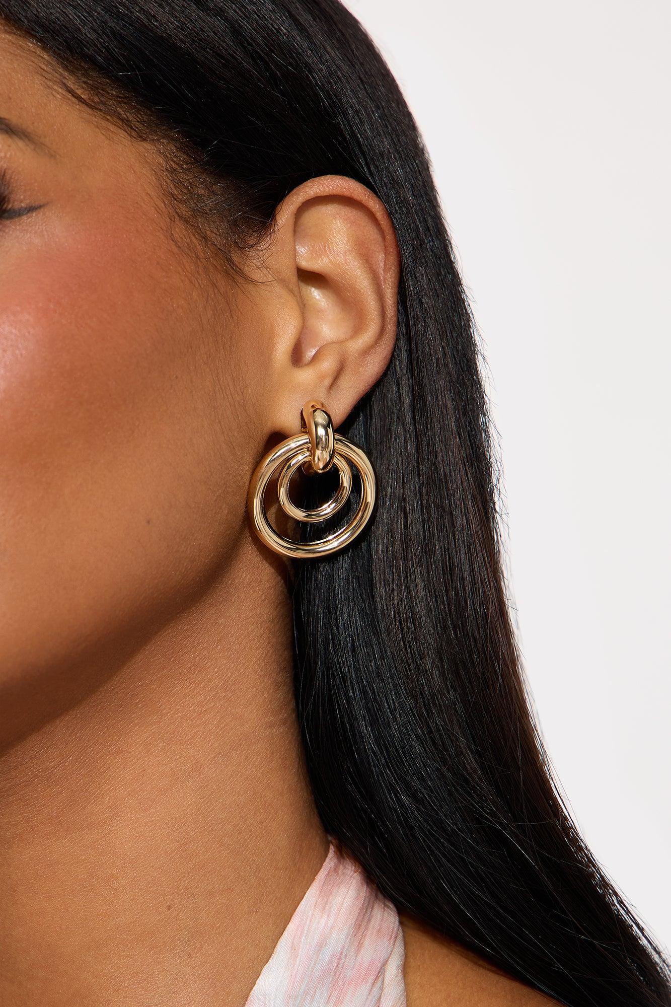 Across The Pond 6 Pair Multi Earring Set - Gold/Blue Female Product Image