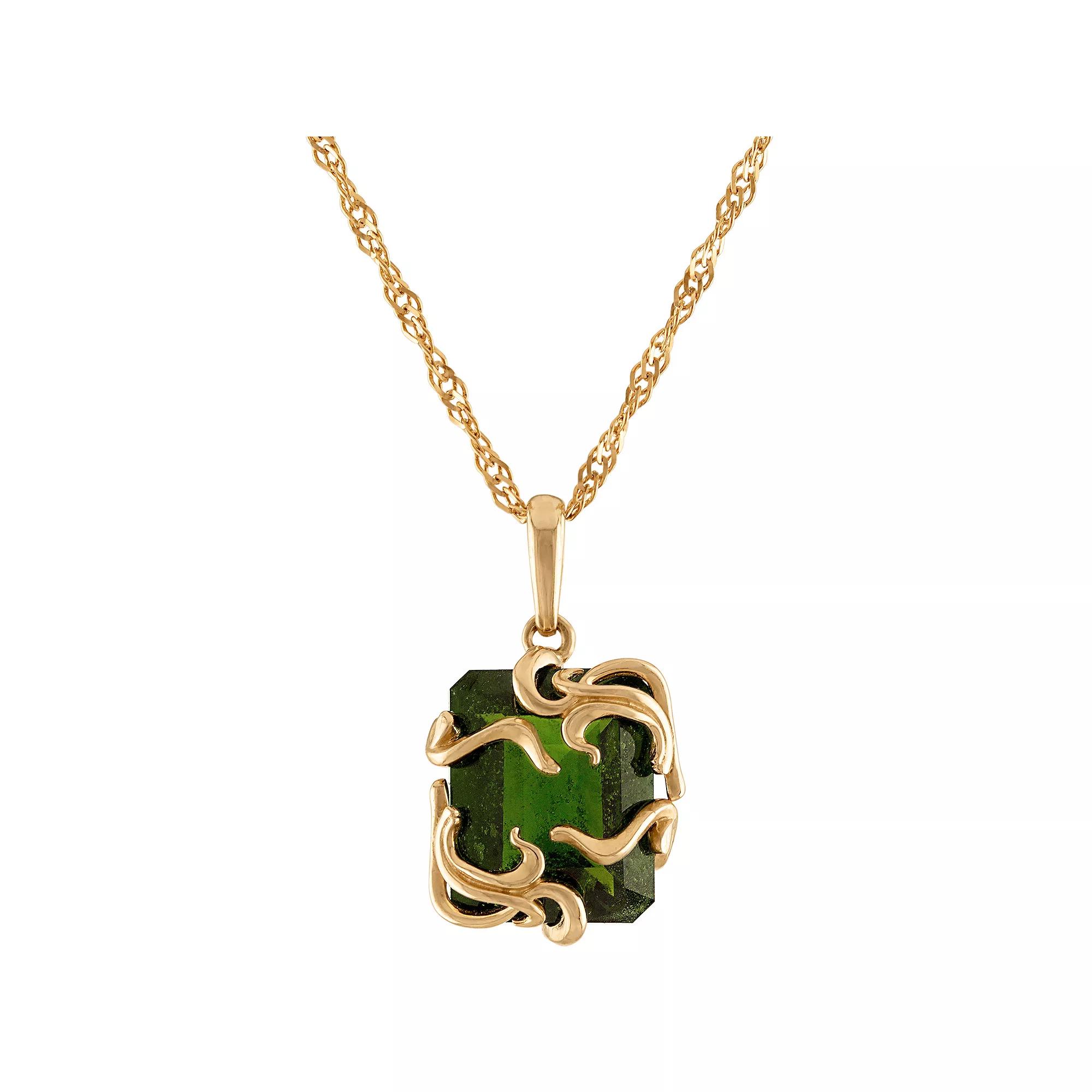 Tiara 10k Gold Chrome Diopside Medusa Pendant Necklace, Womens Product Image