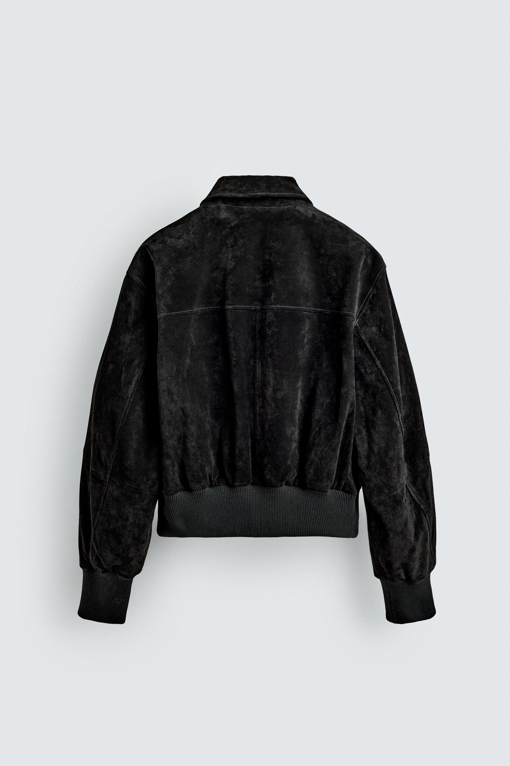 CROPPED SUEDE LEATHER JACKET Product Image