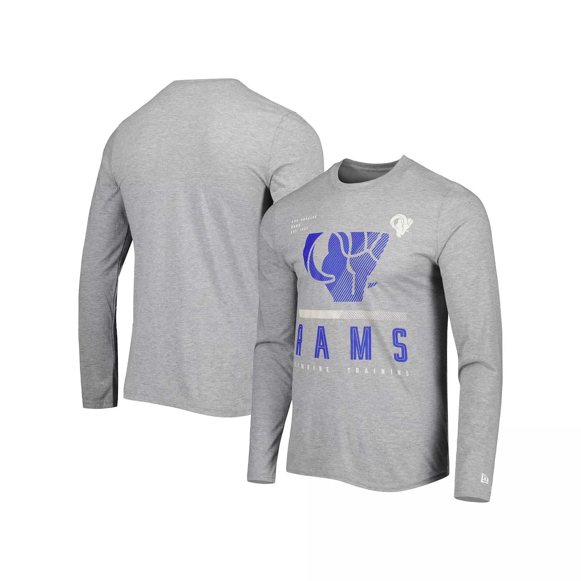 Men's New Era Heathered Gray Los Angeles Rams Combine Authentic Red Zone Long Sleeve T-Shirt,  Product Image
