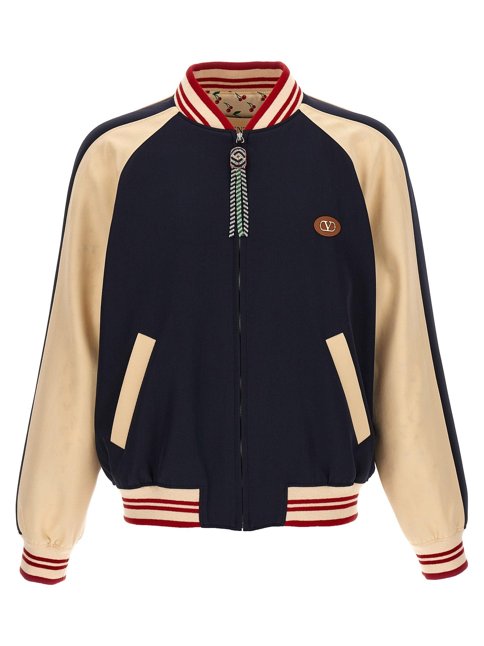 VALENTINO La Chat De La Maison Wool Bomber Jacket In Black Product Image