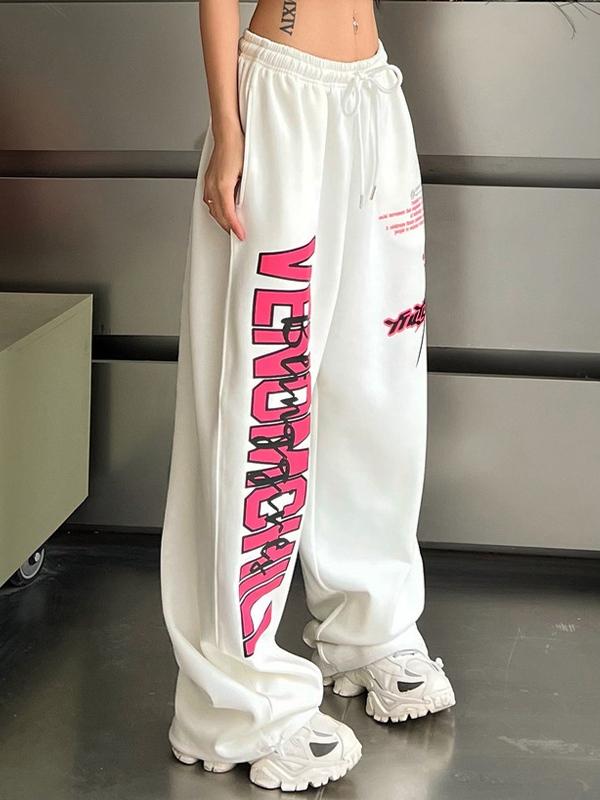 Contrast Color Print Loose Sweatpants Product Image
