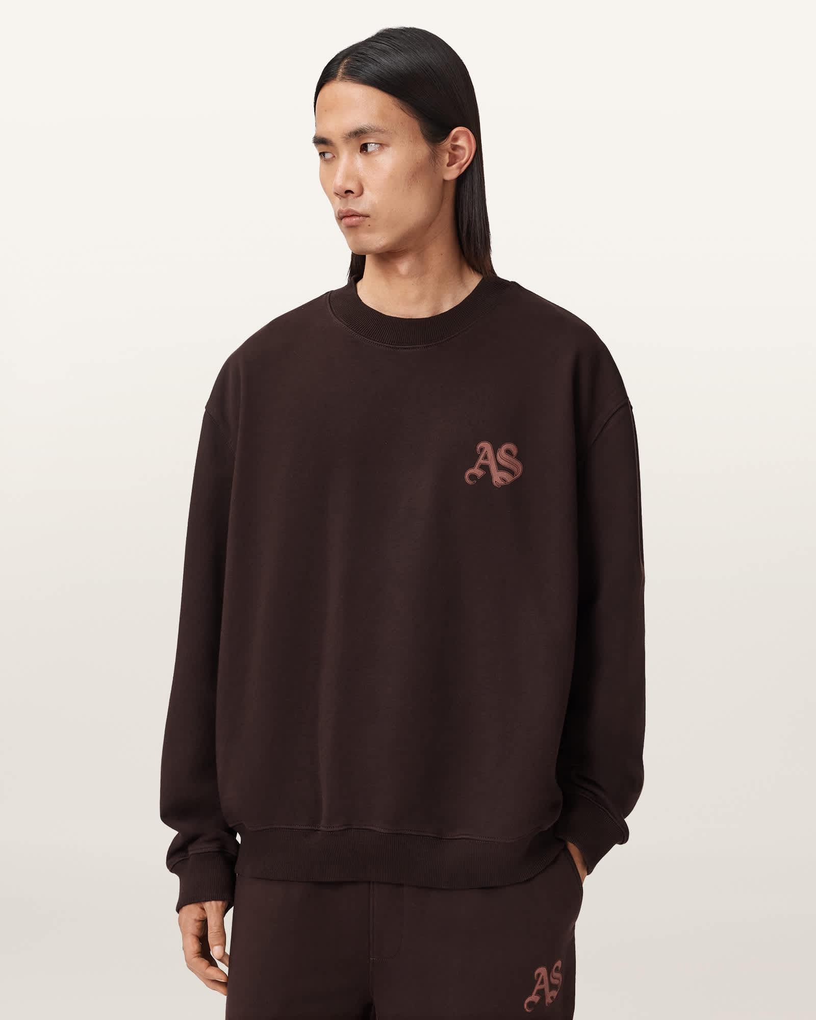 Icon Boxy Crew Neck Sweatshirt PLUM BROWN | ALLSAINTS US Product Image