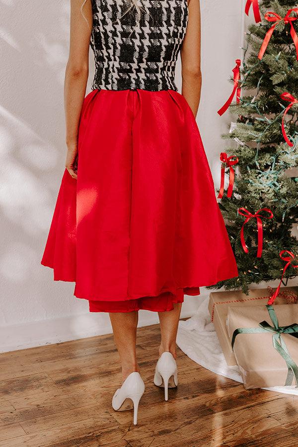 The Belle High Waist Midi Skirt in Red Product Image