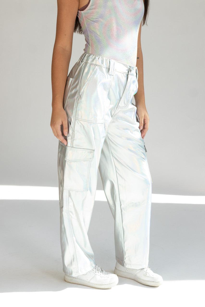 Silver Holographic Skater Jeans Product Image