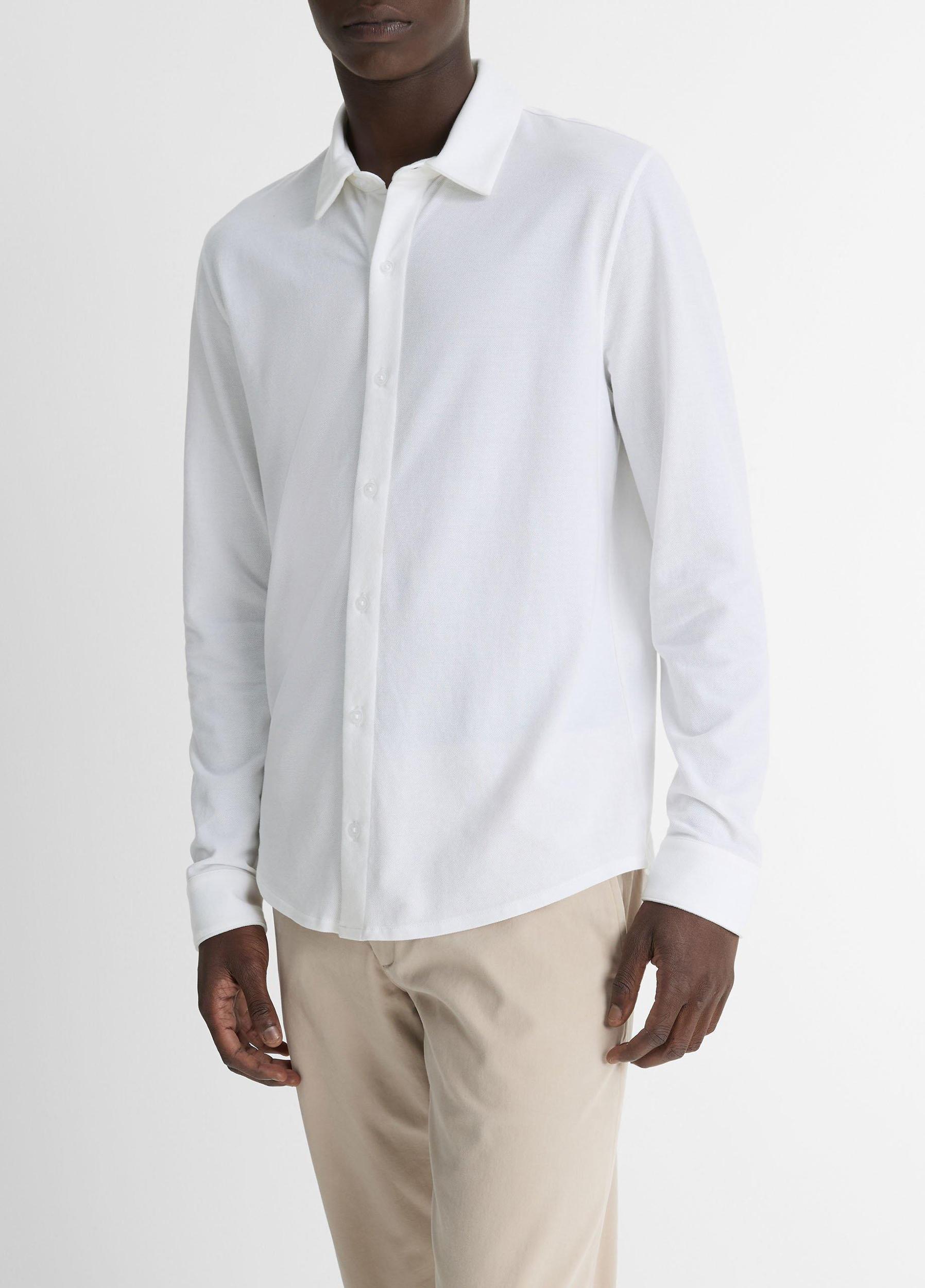 Cotton Piqué Button-Front Shirt Product Image