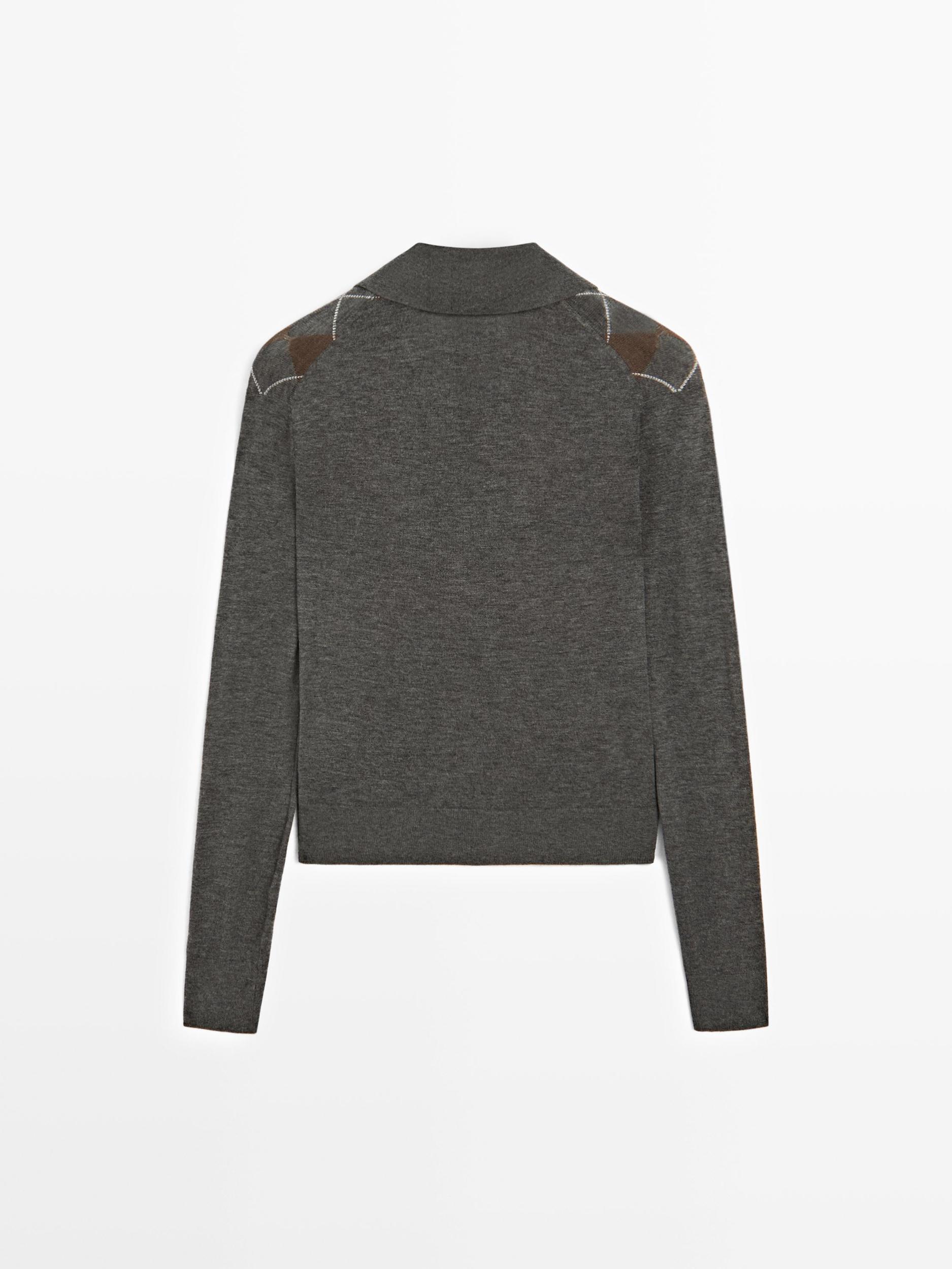 Polo sweater with diamond detail Product Image