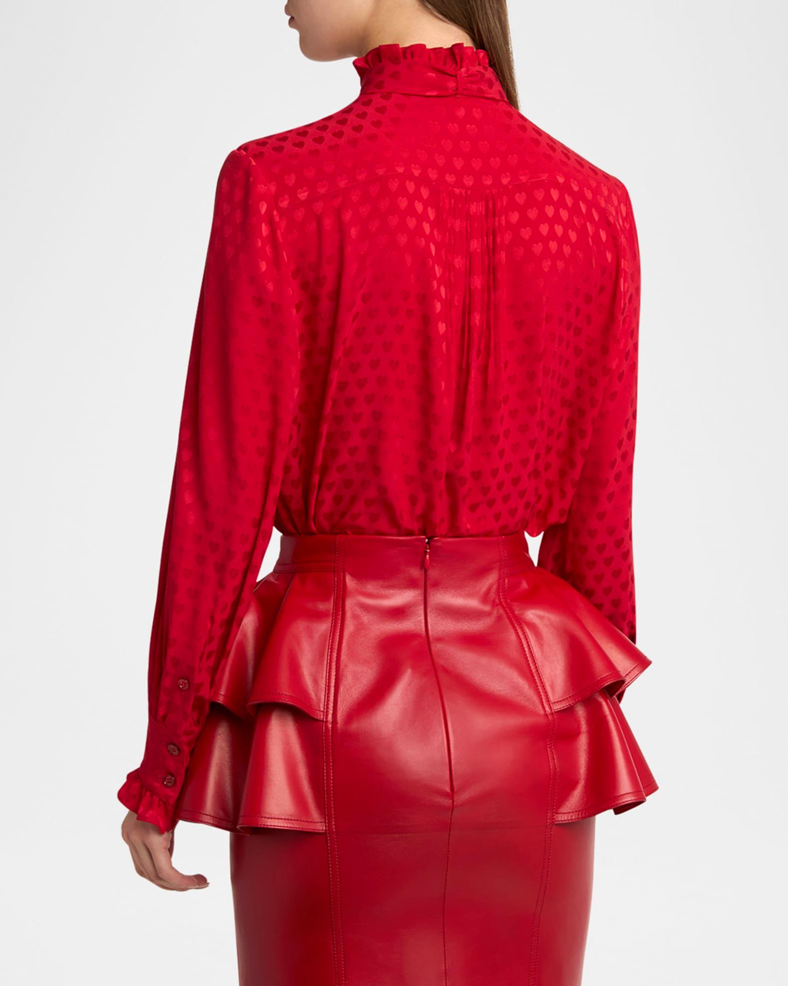 High-Neck Silk Heart Shirt Product Image